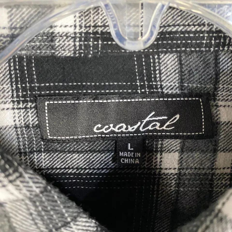 Other Costal Flannel Men's Large Plaid Black White 100% Cotton L Size US L / EU 52-54 / 3 - 2 Thumbnail