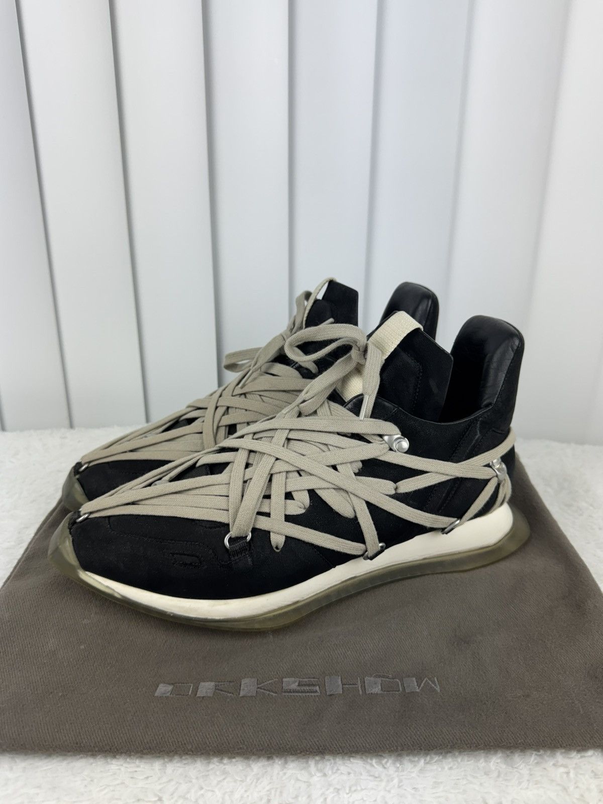 Rick Owens Rick Owens Megalace Runner – Black Size US 9 / EU 42 - 1 Thumbnail
