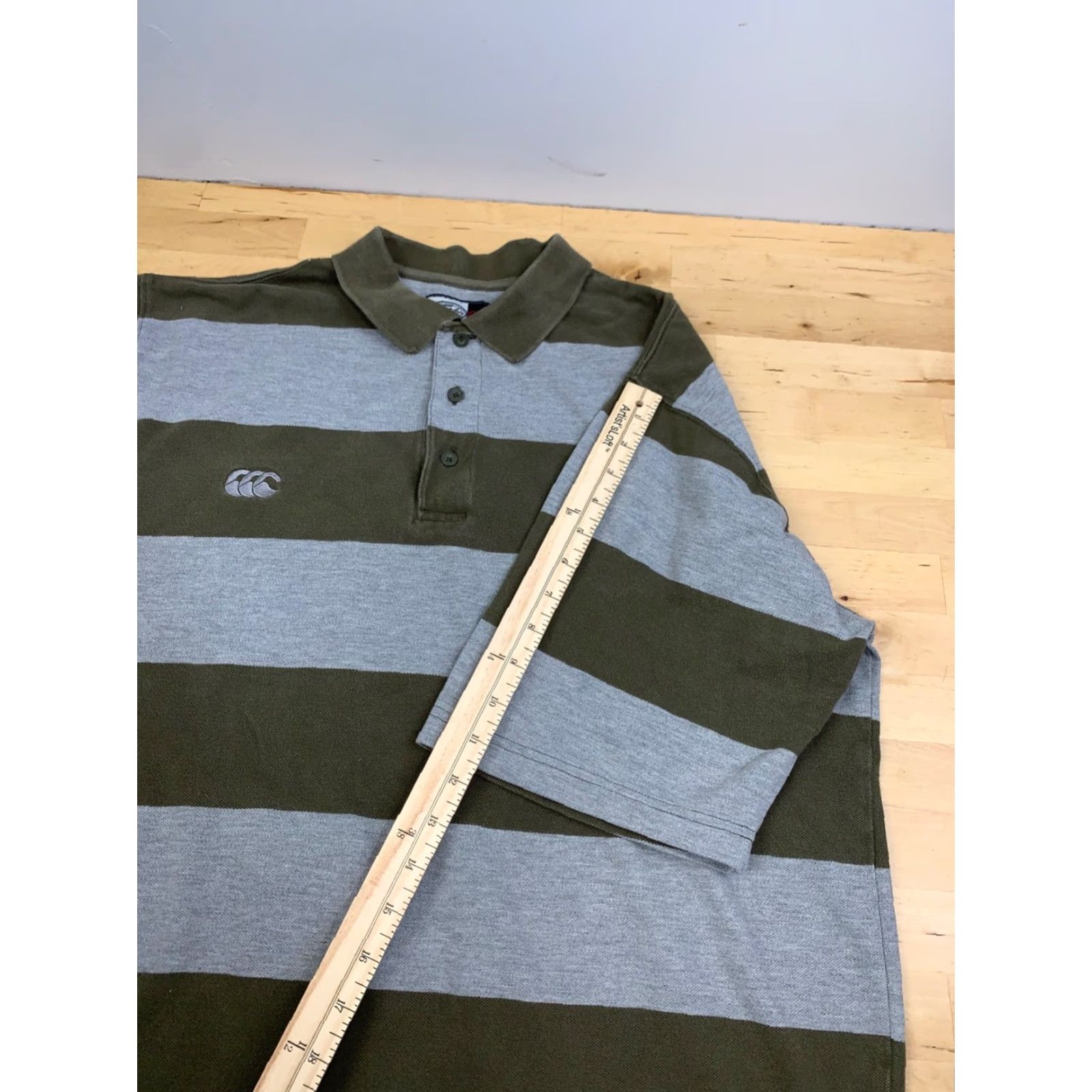 Vintage Canterbury Polo Shirt Mens XL Striped Short Sleeve Green Gray Polo Shirt Casual Activewear Rugby 90s? Size US XL / EU 56 / 4 - 5 Thumbnail