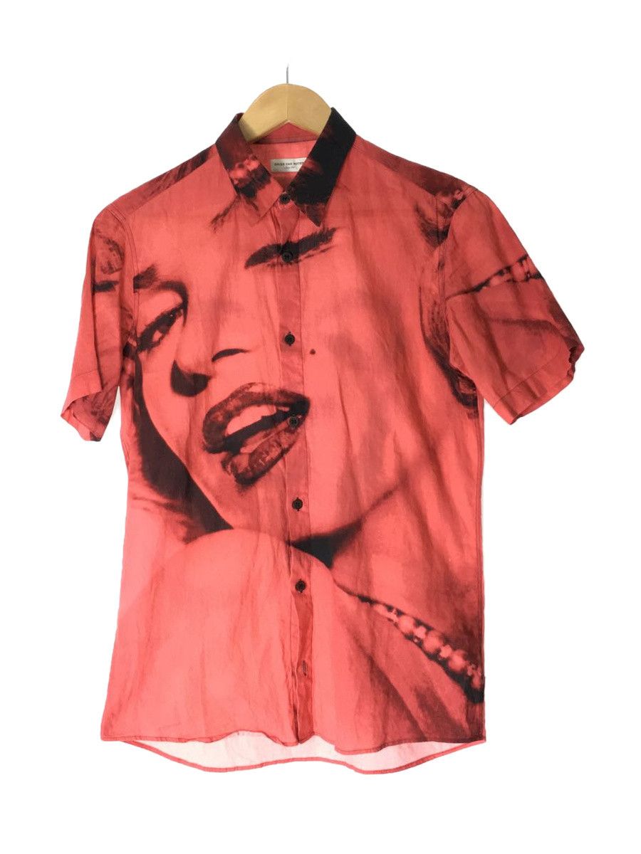 image of Dries Van Noten Marilyn Monroe Short Sleeve Button Up in Bordeaux, Men's (Size Small)