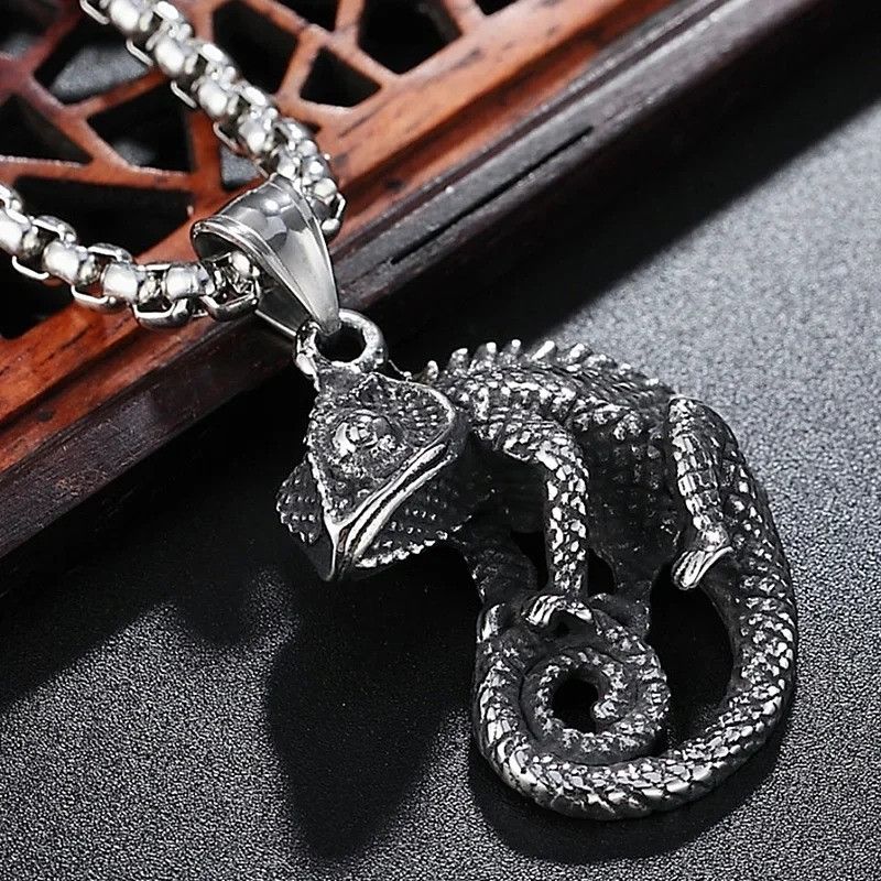 Other Gothic Stainless Steel Chameleon Pendant Necklace Size ONE SIZE - 1 Thumbnail