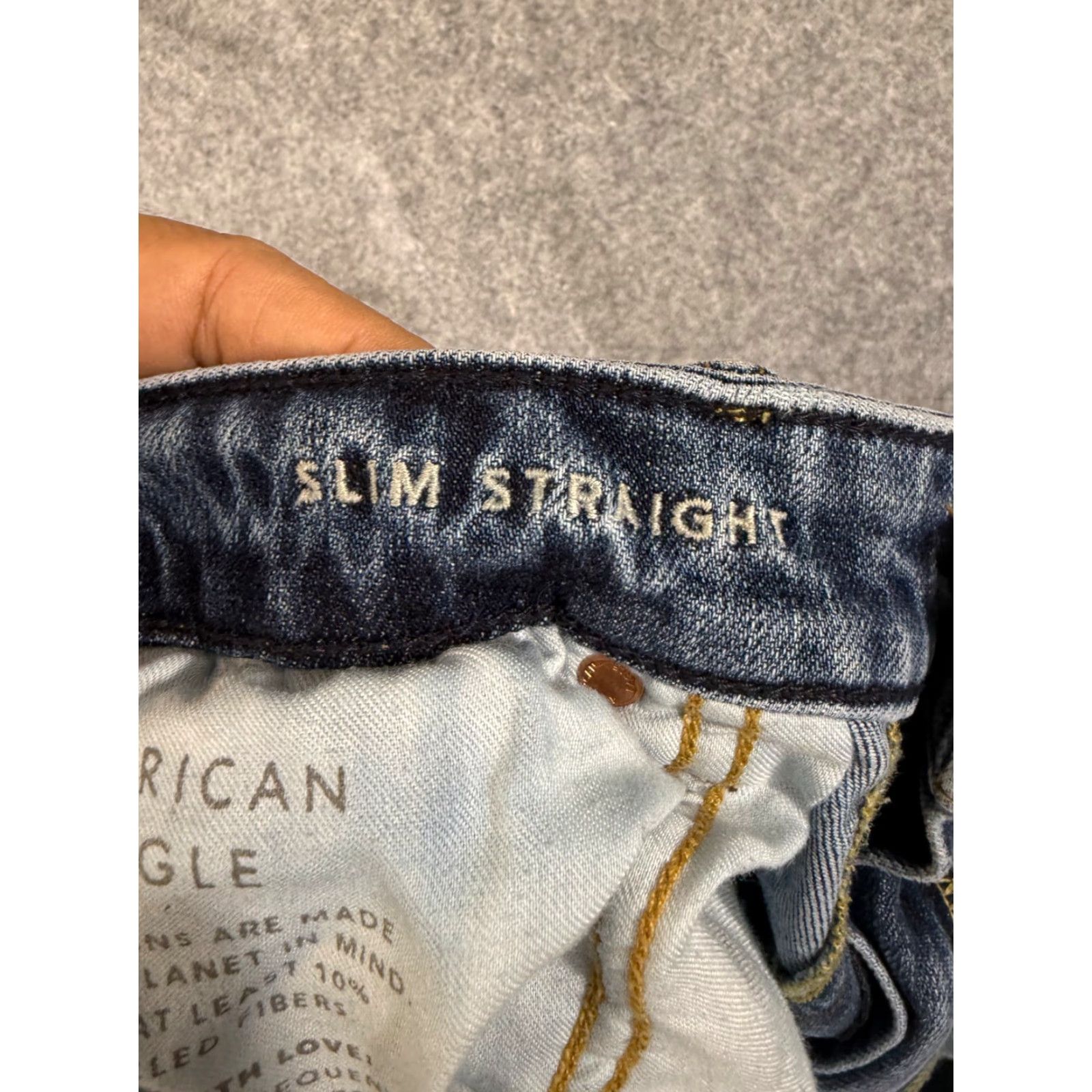 American Eagle Outfitters American Eagle Jeans Mens 32x36 Blue Denim Stretch Slim Straight Flex Whiskering Pockets 5-Pocket Design Inseam 35 Tight City Streetwear Y2K Mens Size US 32 / EU 48 - 7 Thumbnail