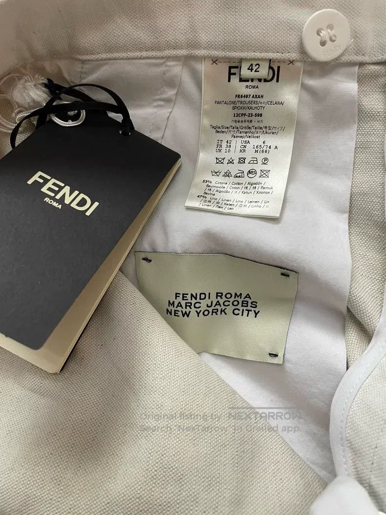 Fendi Fendi The woman is wearing beige wide-leg pants. Size 27" / US 4 / IT 40 - 4 Thumbnail
