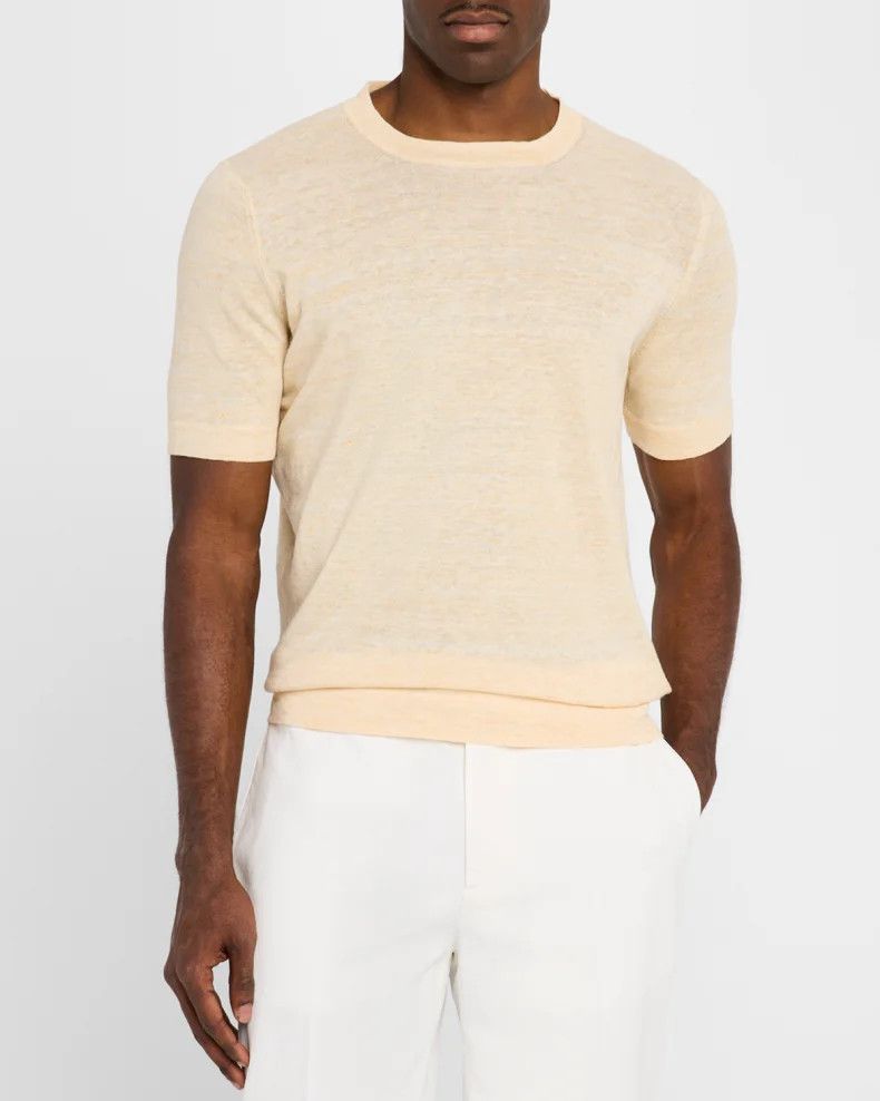 Brunello Cucinelli o1y0526 Short Sleeves Crewneck Sweater in Apricot Size US M / EU 48-50 / 2 - 2 Thumbnail