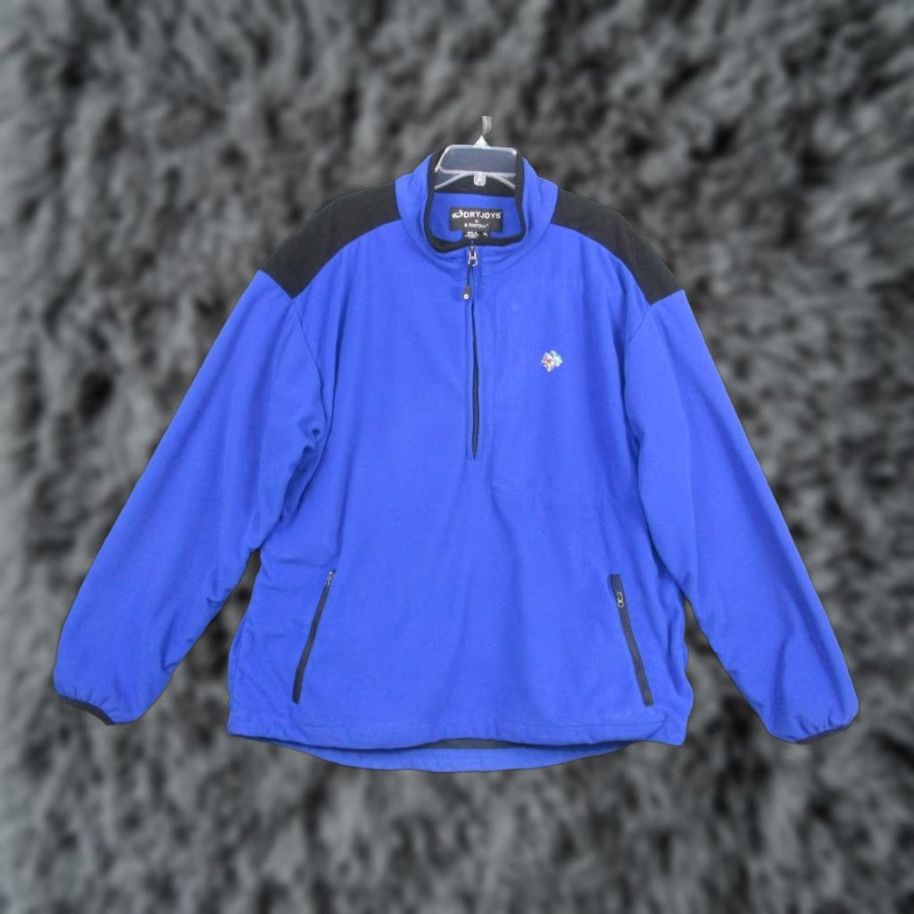 Footjoy VINTAGE: No — FootJoy DryJoys Pullover Jacket Mens XL Blue Windbreaker Fleece Pockets Golf Size US XL / EU 56 / 4 - 1 Thumbnail
