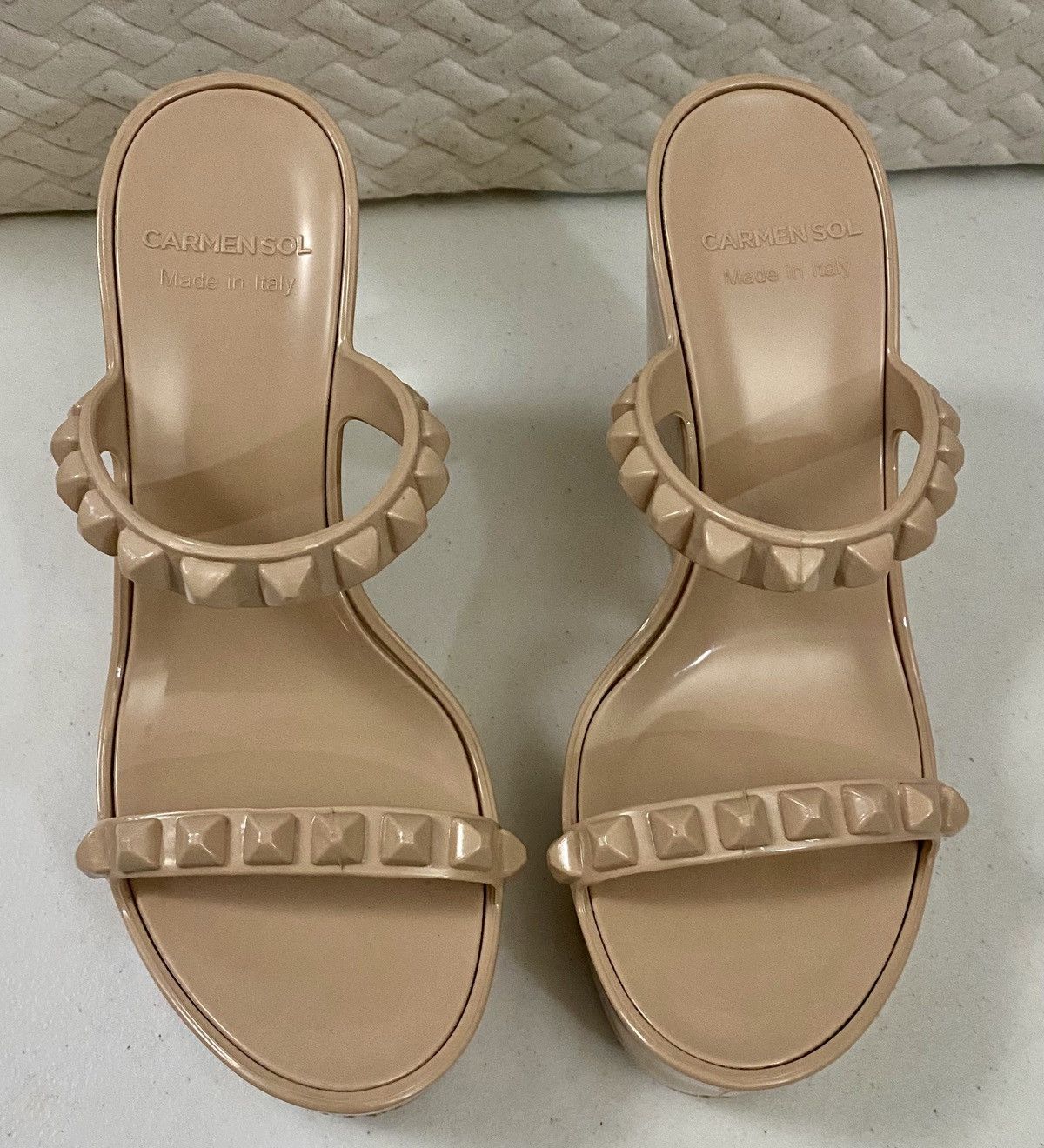 Other Carmen Sol 🇮🇹 Tonino Studded Jelly Wedge Sandals Nude 8 US Size US 8 / IT 38 - 5 Thumbnail
