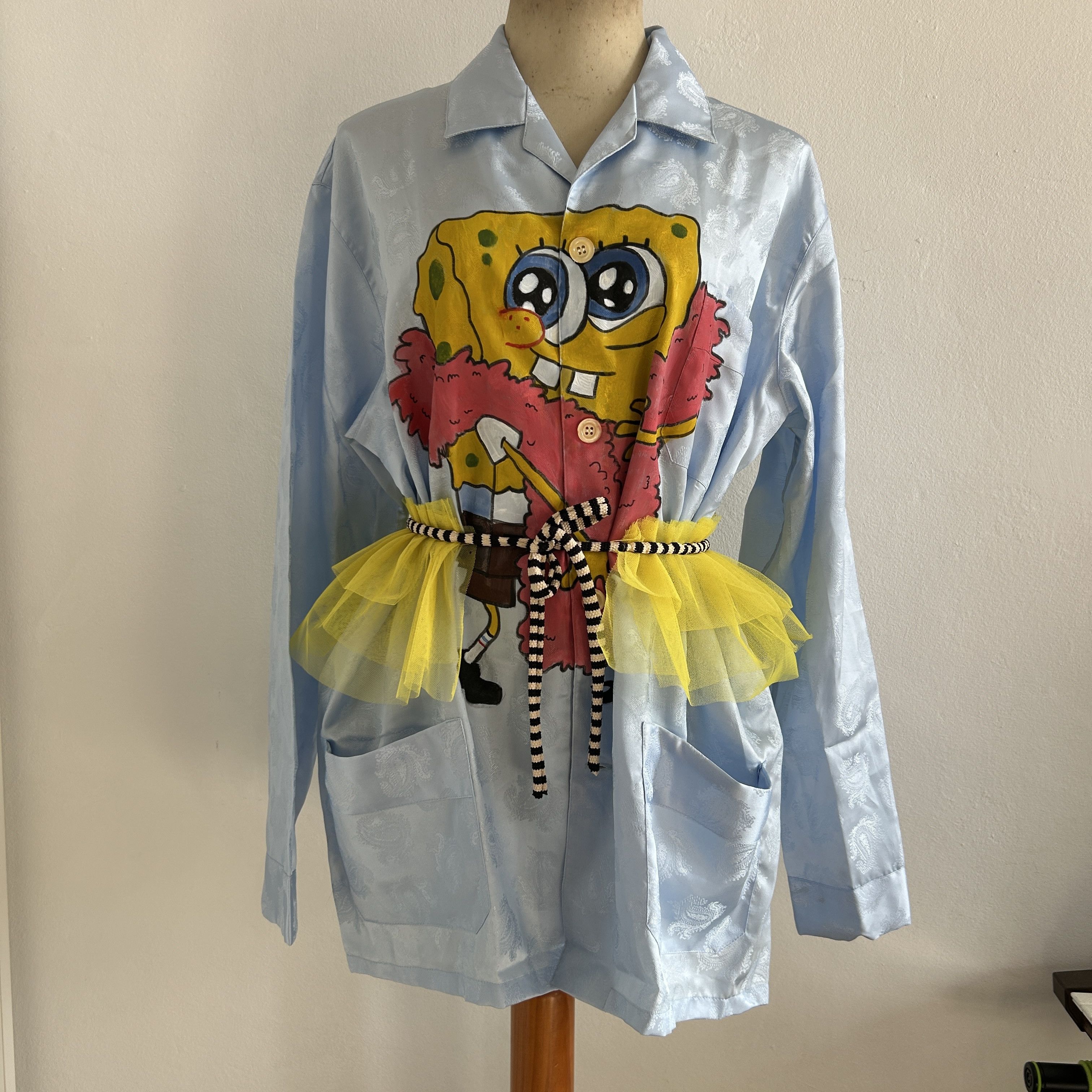 Custommade Hand-Painted SpongeBob Pajama Shirt Size XL / US 12-14 / IT 48-50 - 8 Thumbnail