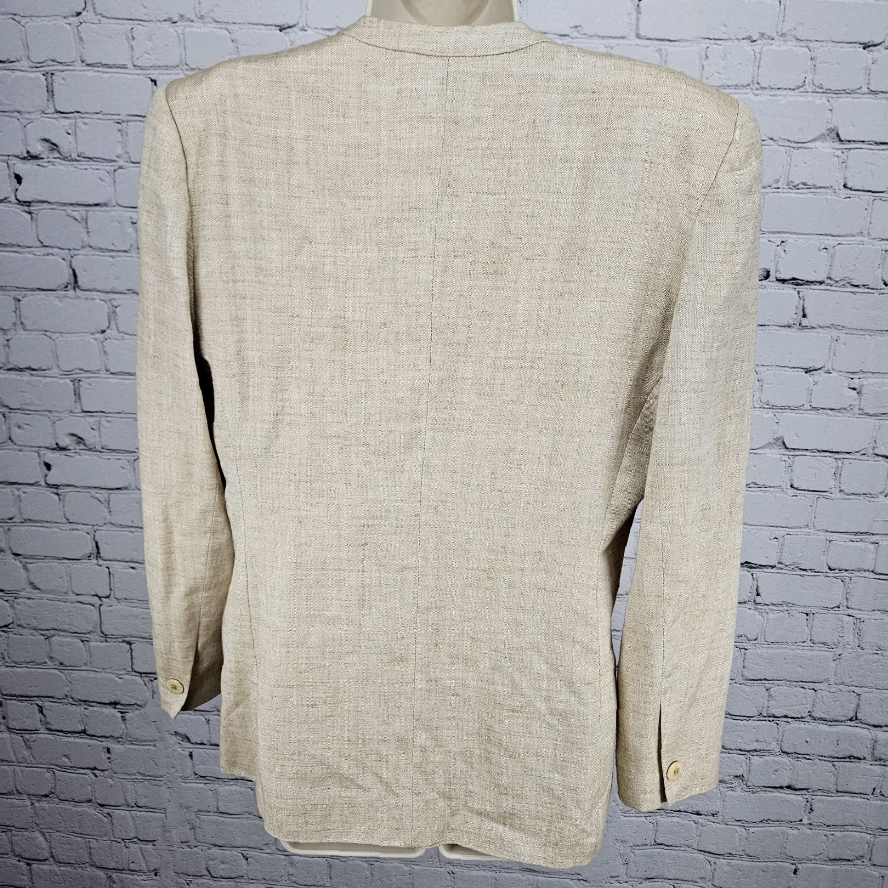 Vintage VINTAGE Gianni Sport Blazer Jacket Women 10 One-Button Beige Linen Blend Single-Breasted Regular Sleeves Long Sleeve Classic Size L / US 10 / IT 46 - 2 Thumbnail