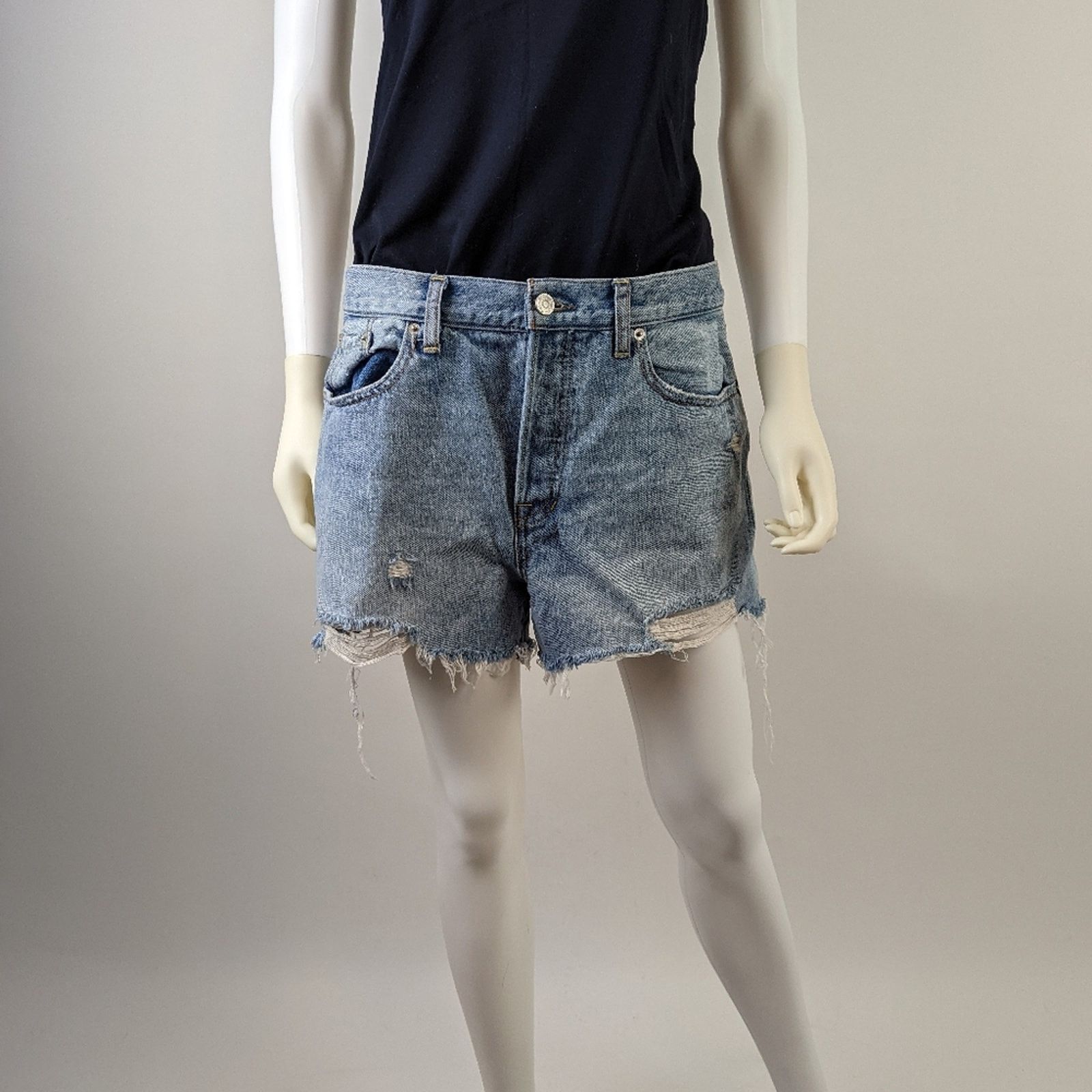 Free People Free People Denim Distressed Cut Off Shorts 31 Size 31" - 4 Thumbnail