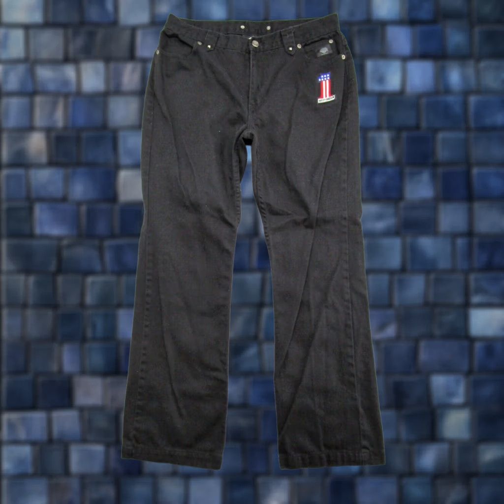 Harley Davidson VINTAGE Harley-Davidson Patch Logo Black Denim Jeans Women's Size 12 Biker Read Size 34" / US 12 / IT 48 - 1 Thumbnail