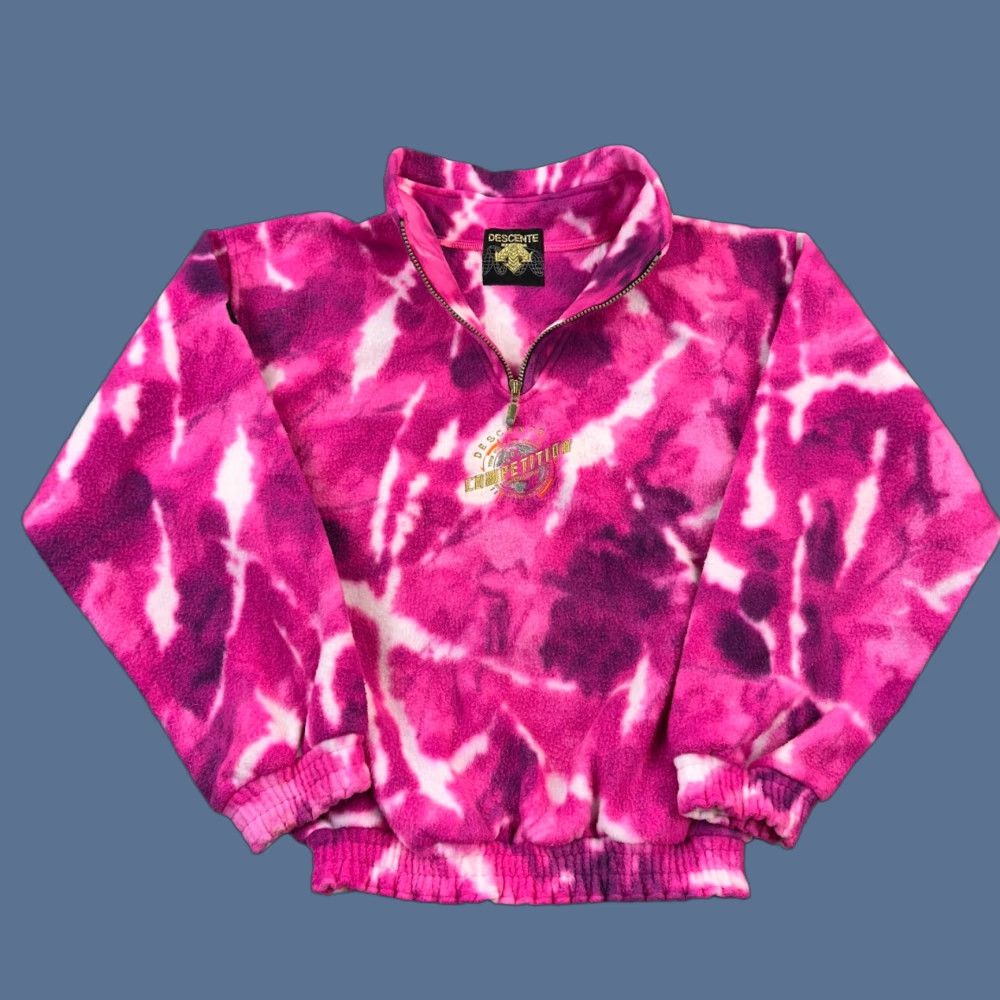 Pinko VINTAGE Descente Jacket Women's M Pink Tie Dye Fleece 1/4 Zip Pullover 90s Size M / US 6-8 / IT 42-44 - 1 Thumbnail