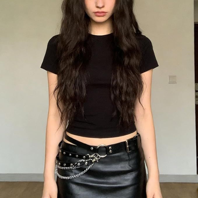 Other Gothic Punk Leather Body Chain Belt Black Adjustable Size ONE SIZE - 2 Thumbnail