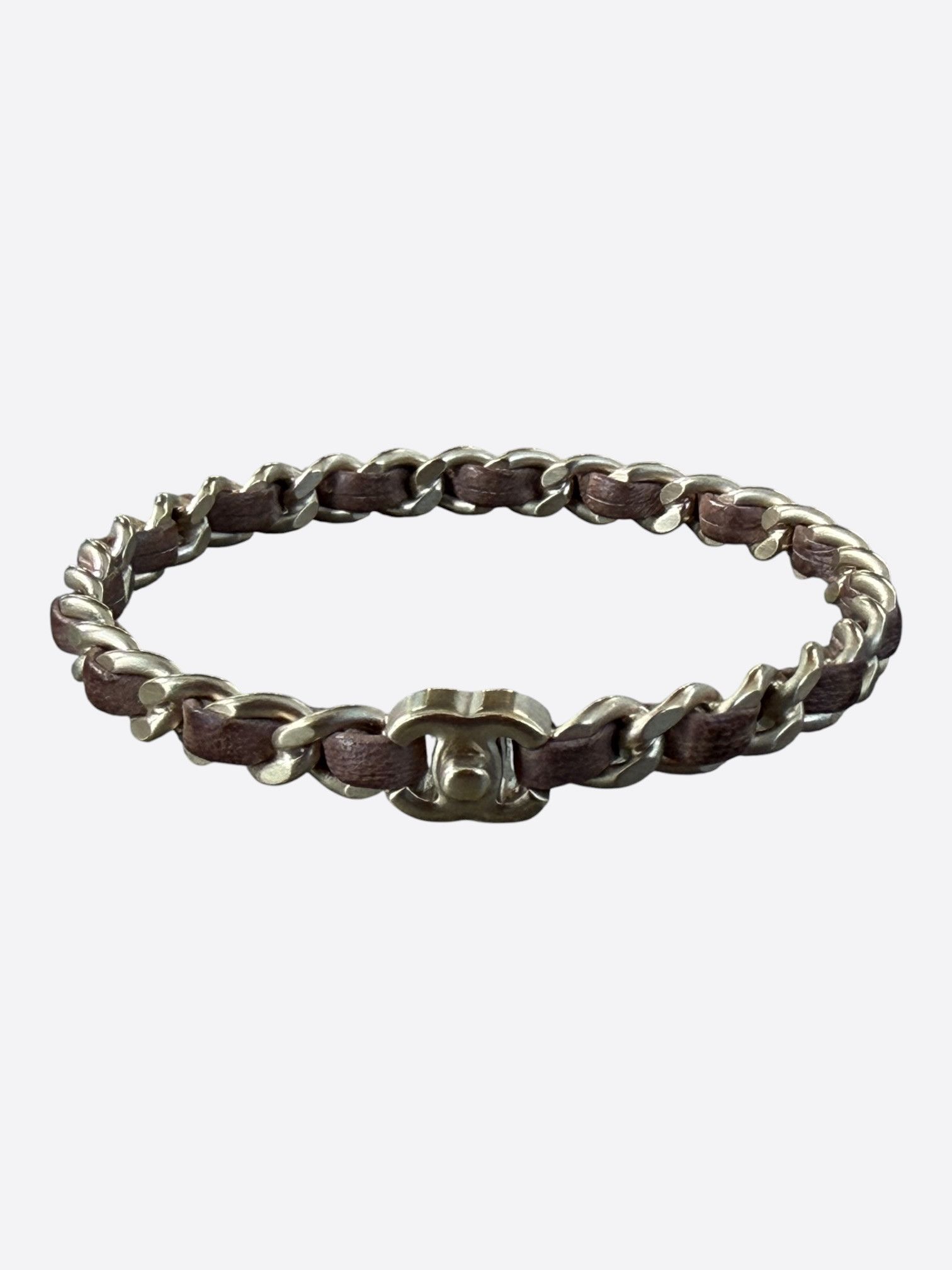 Chanel Chanel Silver & Brown CC Turnlock Bracelet Size ONE SIZE - 1 Thumbnail