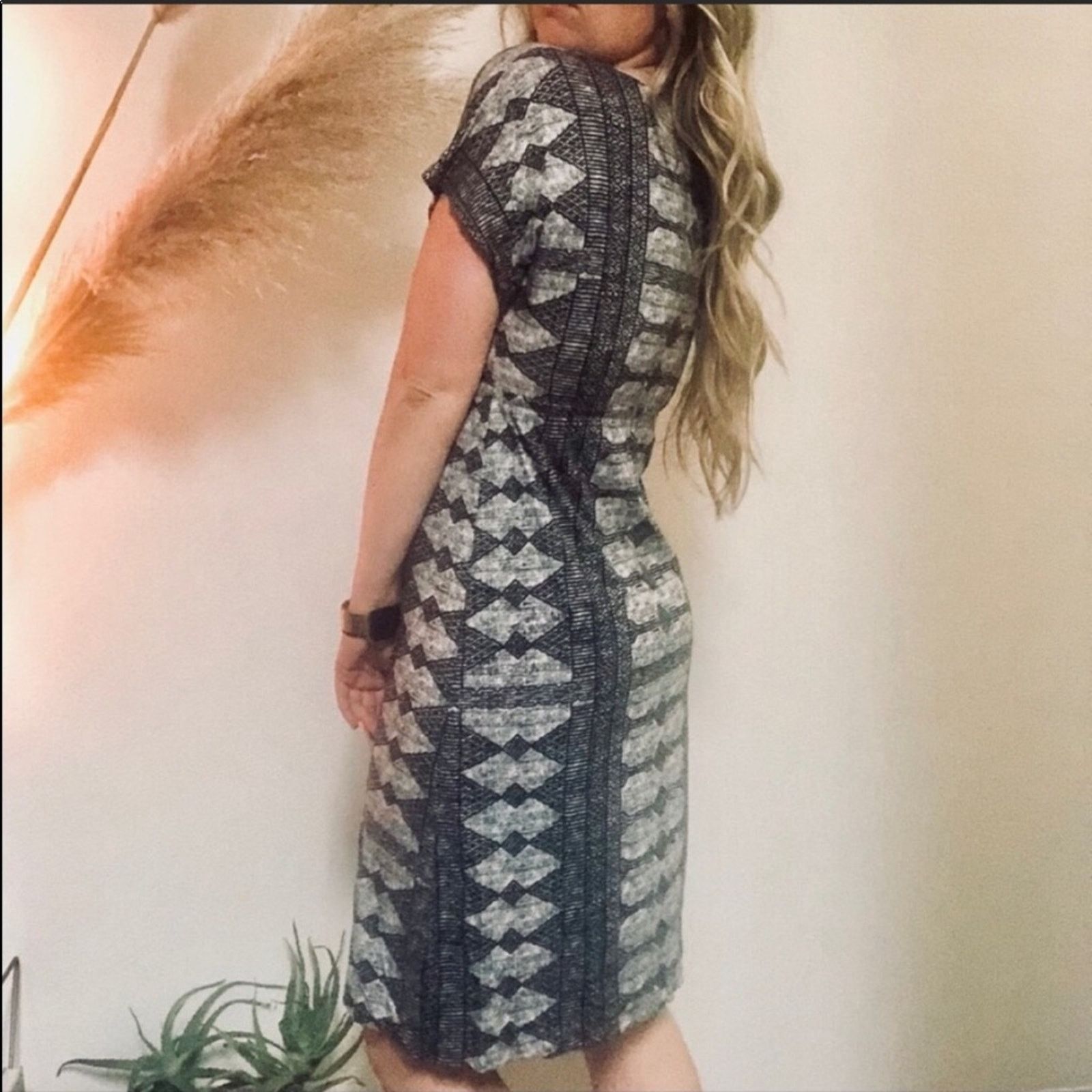 Anthropologie NEW ANTHROPOLOGIE Tracy Reese Tribal Grey Black White Dress Size M / US 6-8 / IT 42-44 - 3 Thumbnail