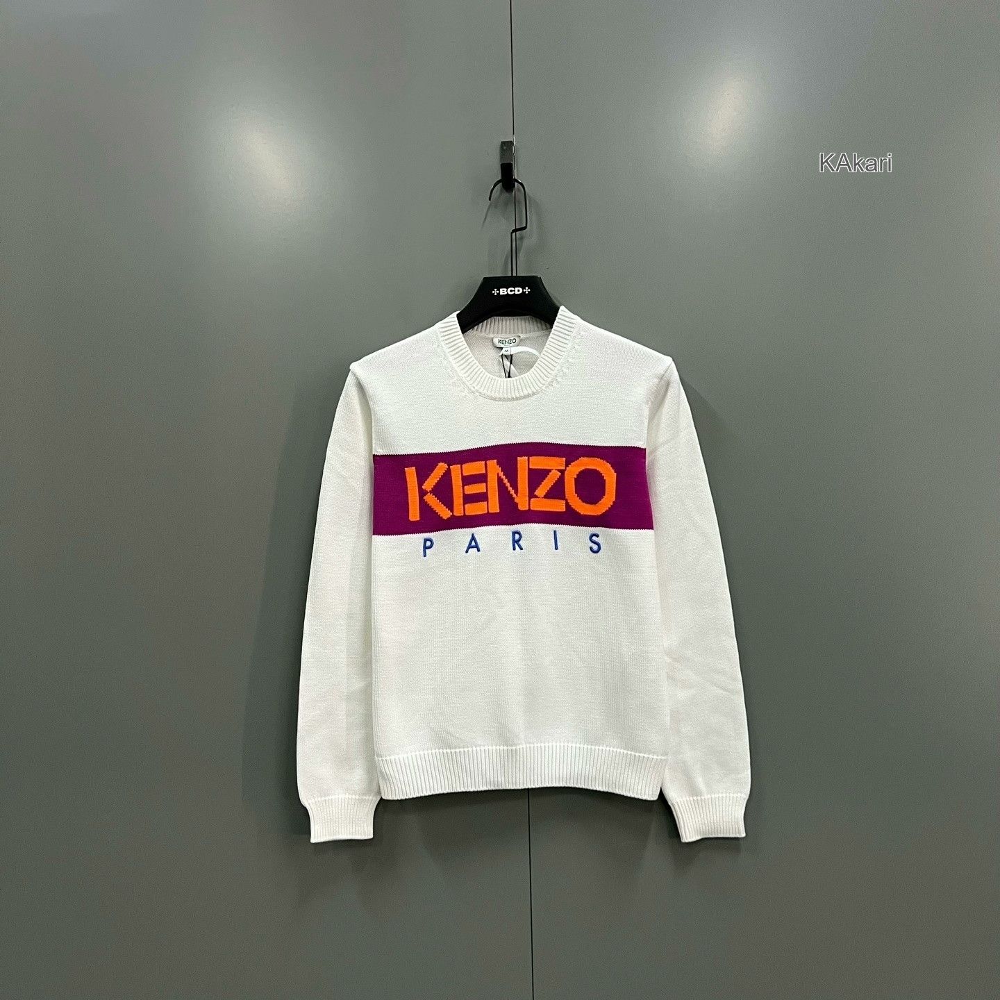 Kenzo KENZO Colorblock Logo Intarsia Knit Sweater Size US M / EU 48-50 / 2 - 1 Thumbnail
