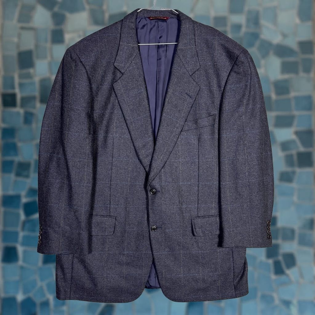 Vintage Samuelsohn Cashmere Wool Windowpane Como Blazer Suit Jacket - Mens 46L Size 46R - 1 Thumbnail