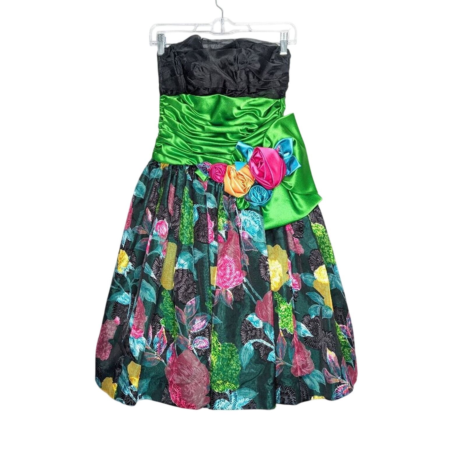Vintage Lillie Rubin Vintage 80's Floral Print Strapless Party Dress Size S / US 4 / IT 40 - 1 Thumbnail
