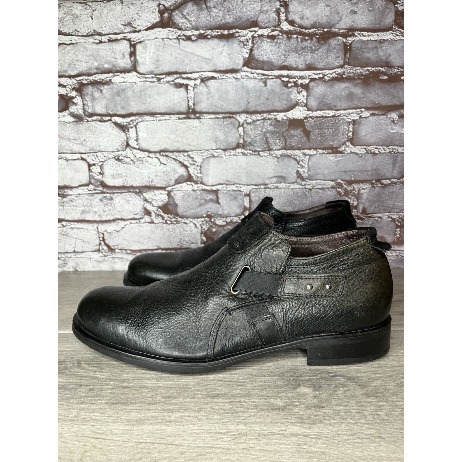 Bacco Bucci Bacco Bucci Llorente Black Genuine Leather Calfskin Side Str Size US 12 / EU 45 - 22 Thumbnail