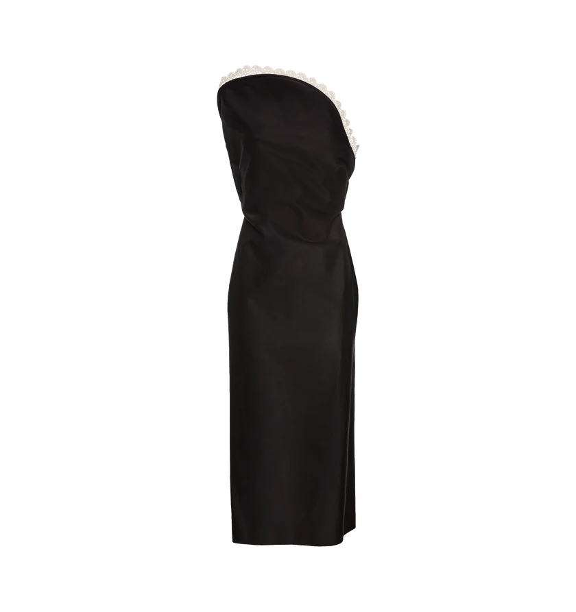 Magda Butrym o1h1sh11225 Lace Trim Sculptural Midi Dress in Black Size XS / US 0-2 / IT 36-38 - 1 Thumbnail
