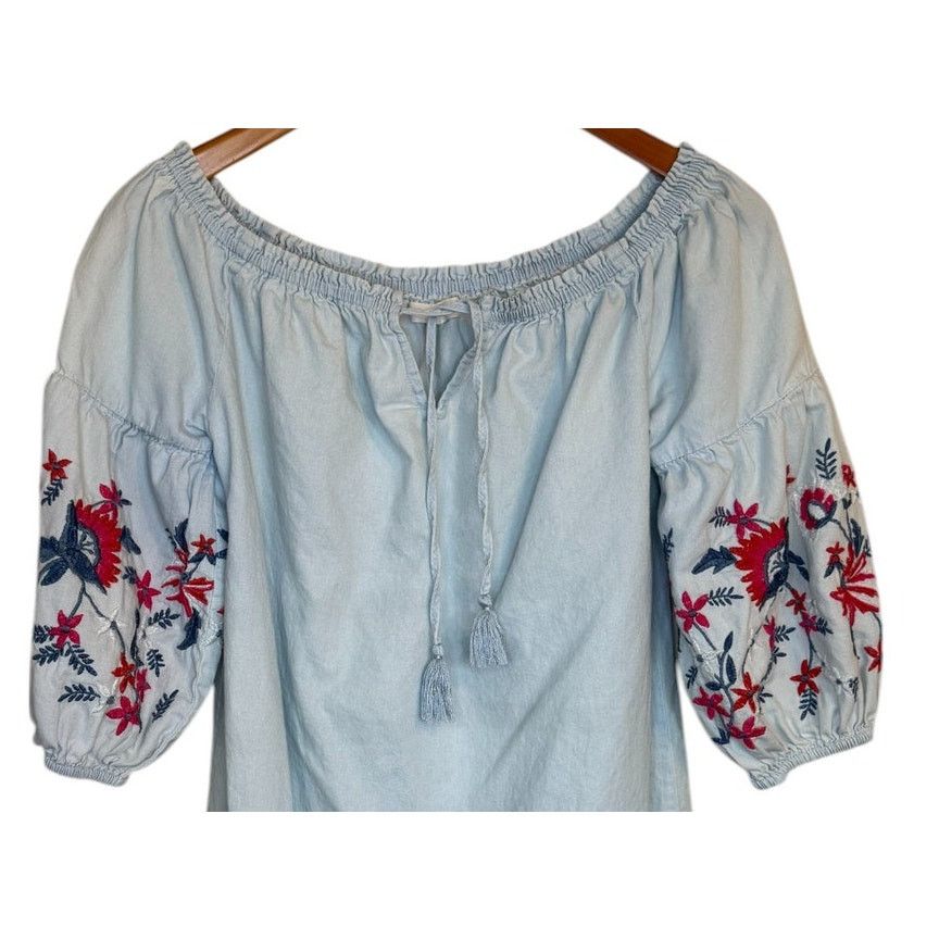 Aeropostale Aeropostale Dress Women Small Blue Chambray Embroidered Size S / US 4 / IT 40 - 2 Thumbnail