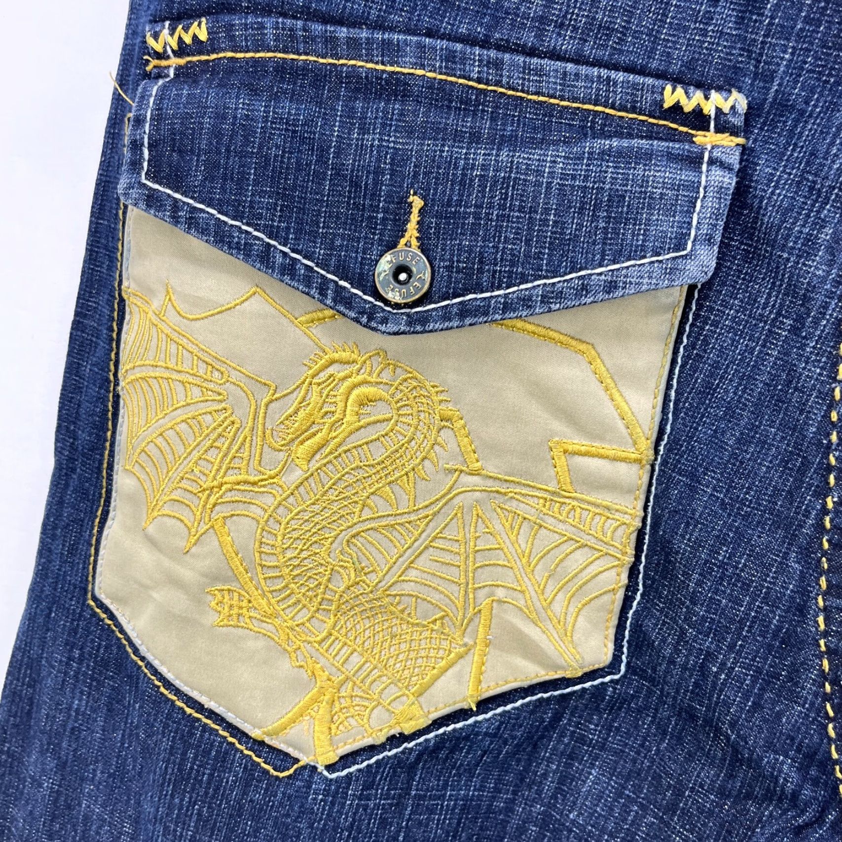 Vintage VINTAGE PACO Jeans Skater 34 x 32 Denim Wide-Leg Men Blue Refuse Baggy Dragon Embroidered Size US 34 / EU 50 - 4 Thumbnail