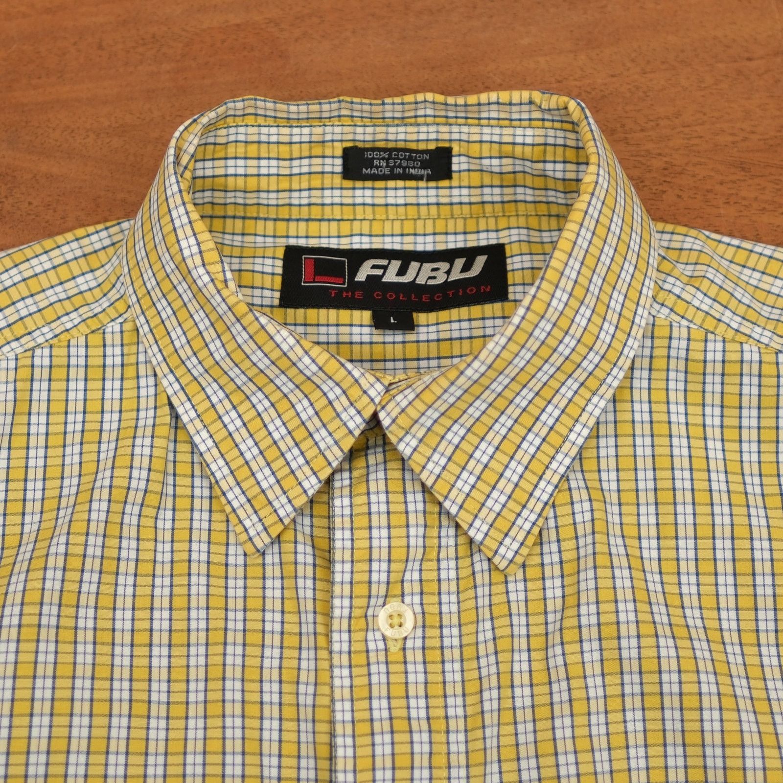 Fubu FUBU Y2K Men's Yellow Plaid S/S Button Down Shirt - Large Size US L / EU 52-54 / 3 - 7 Thumbnail