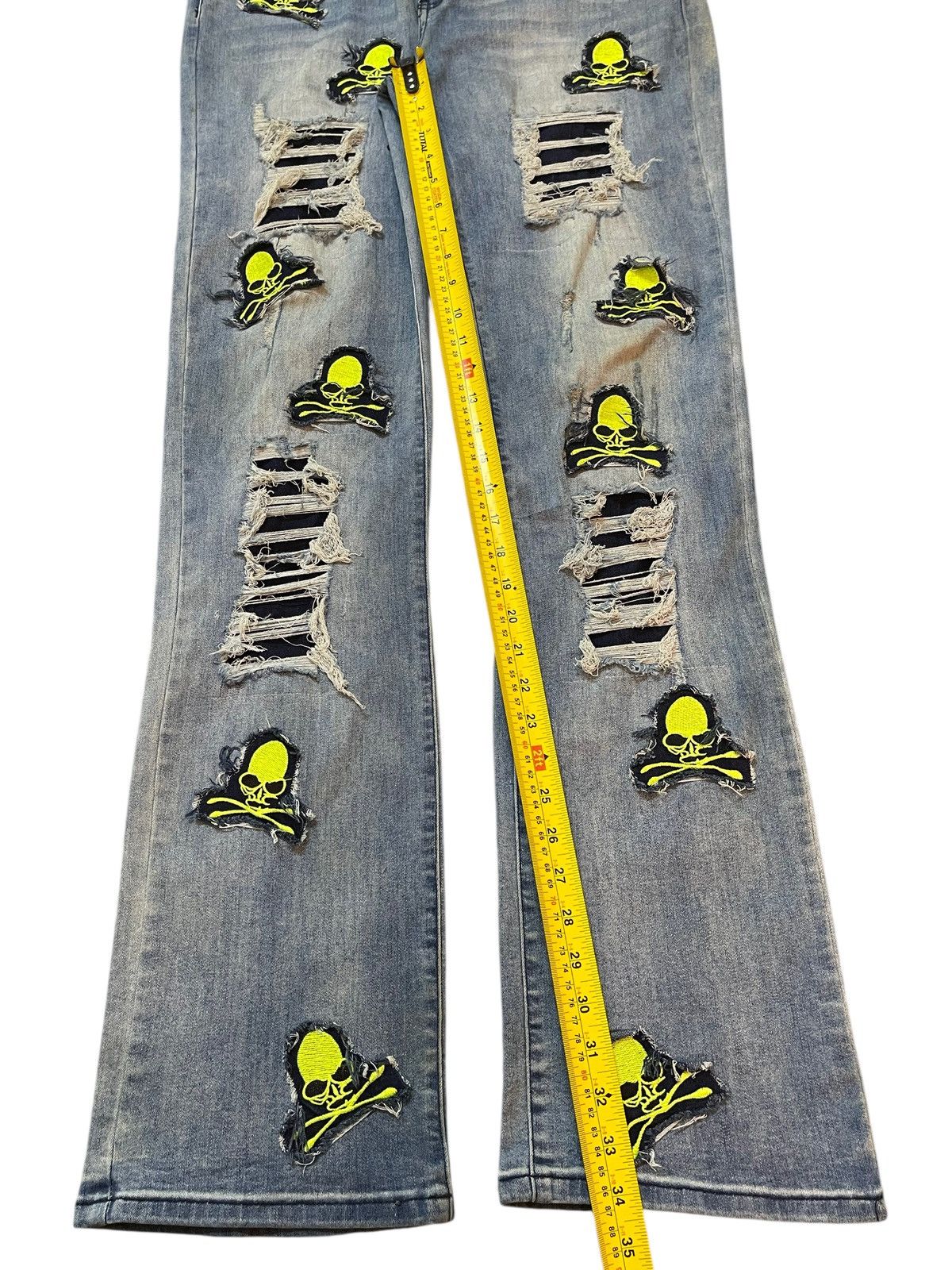 KMRii Japanese Brand Seditionaries Skull Patches Distress Jeans Size US 34 / EU 50 - 13 Thumbnail