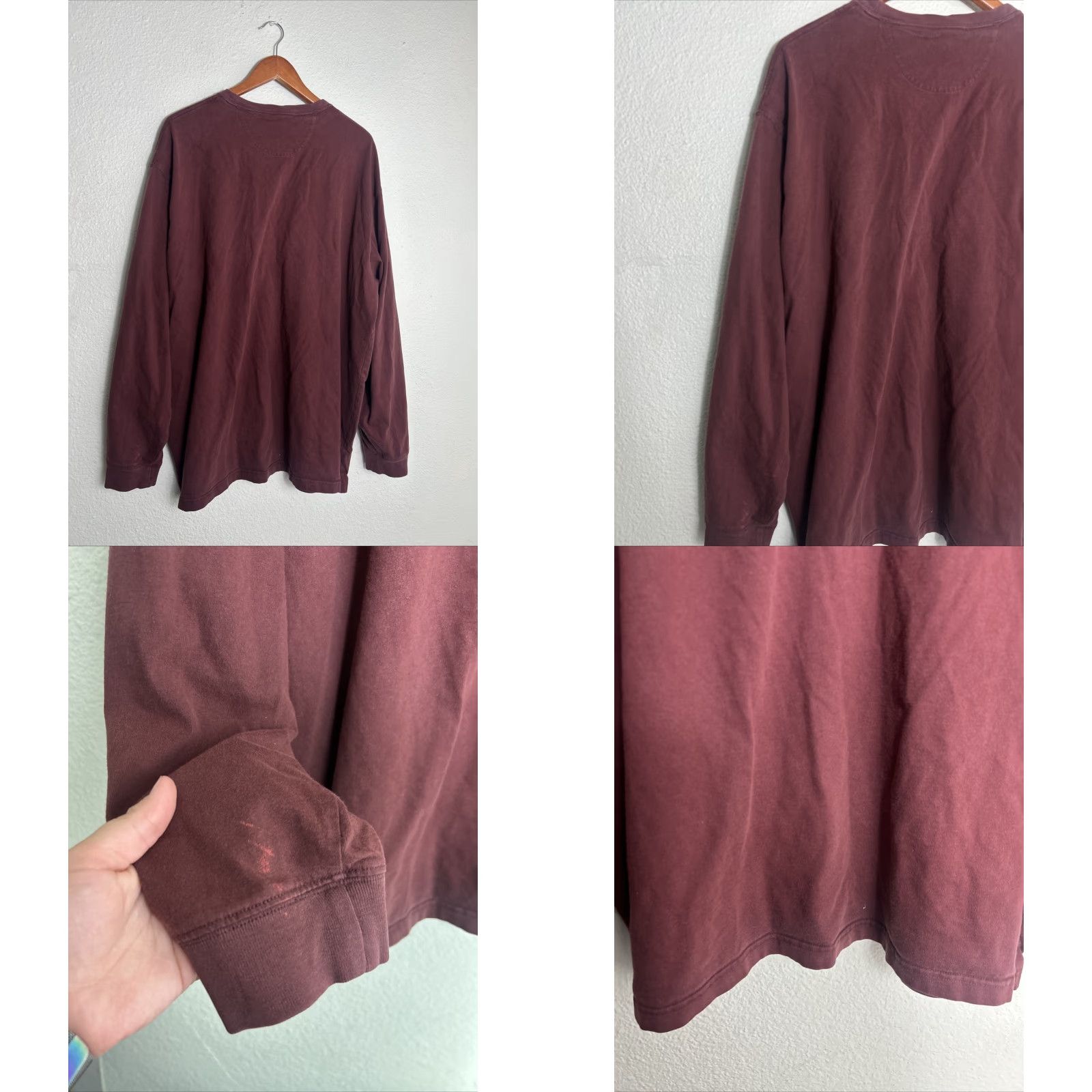 Vintage Duluth Mens XL T Shirt Long Sleeve Crew Neck Burgundy Relaxed Fit Pocket Size US XL / EU 56 / 4 - 8 Thumbnail