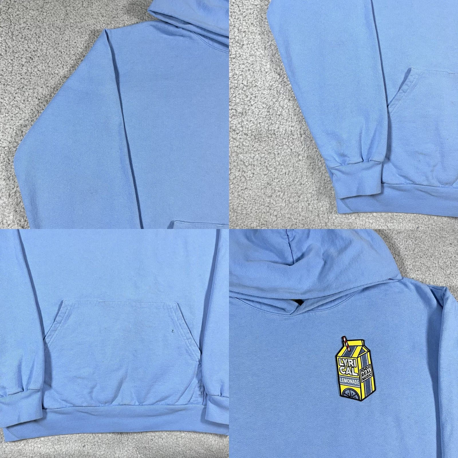 Vintage Lyrical Lemonade Hoodie Mens L Blue Sweatshirt Embroidered Logo Music Fest Hooded Pullover VINTAGE? Size US L / EU 52-54 / 3 - 9 Thumbnail