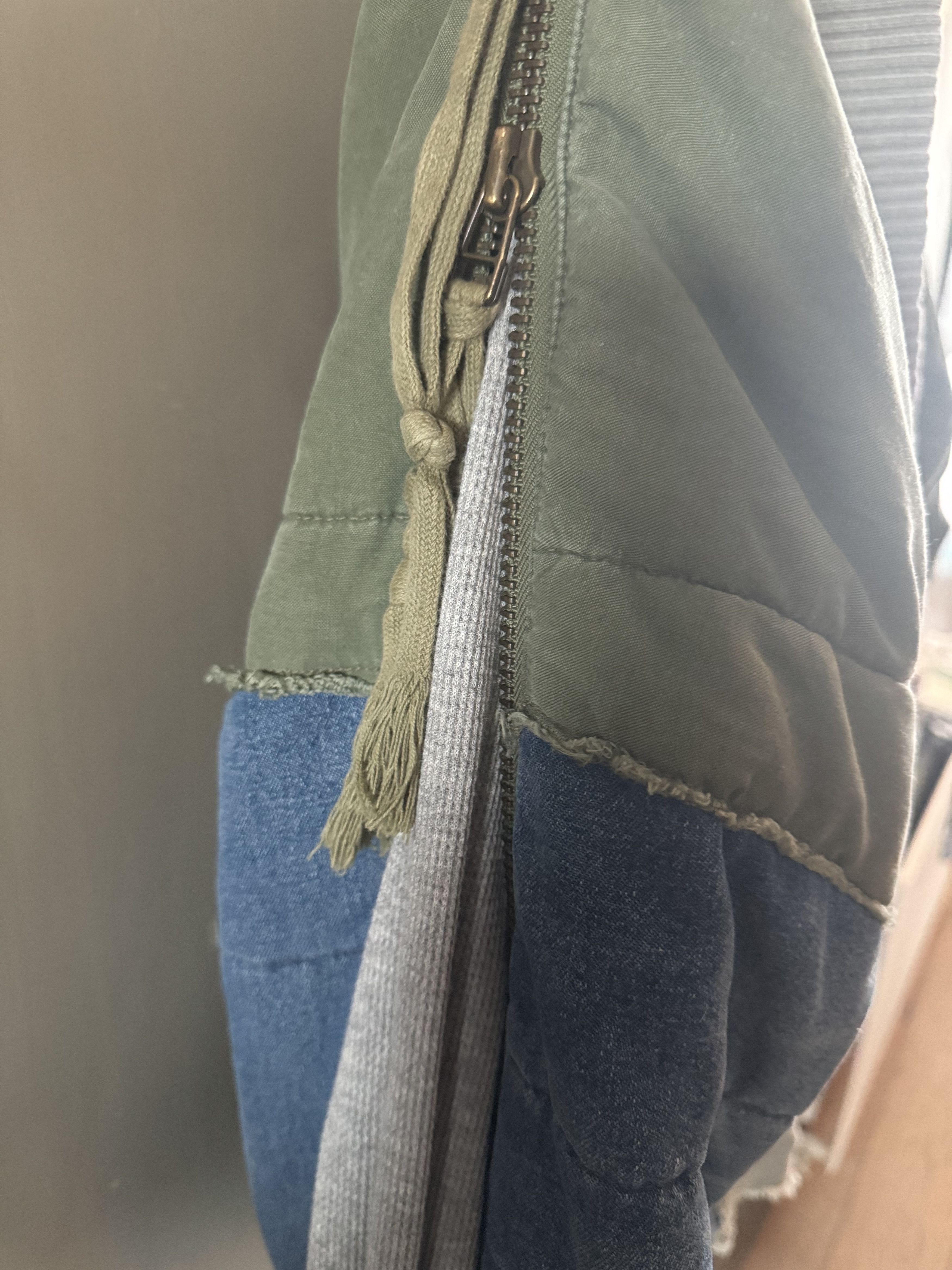 Greg Lauren ICONIC 50/50 ARMY DENIM PUFFER KIMONO Size US L / EU 52-54 / 3 - 8 Thumbnail