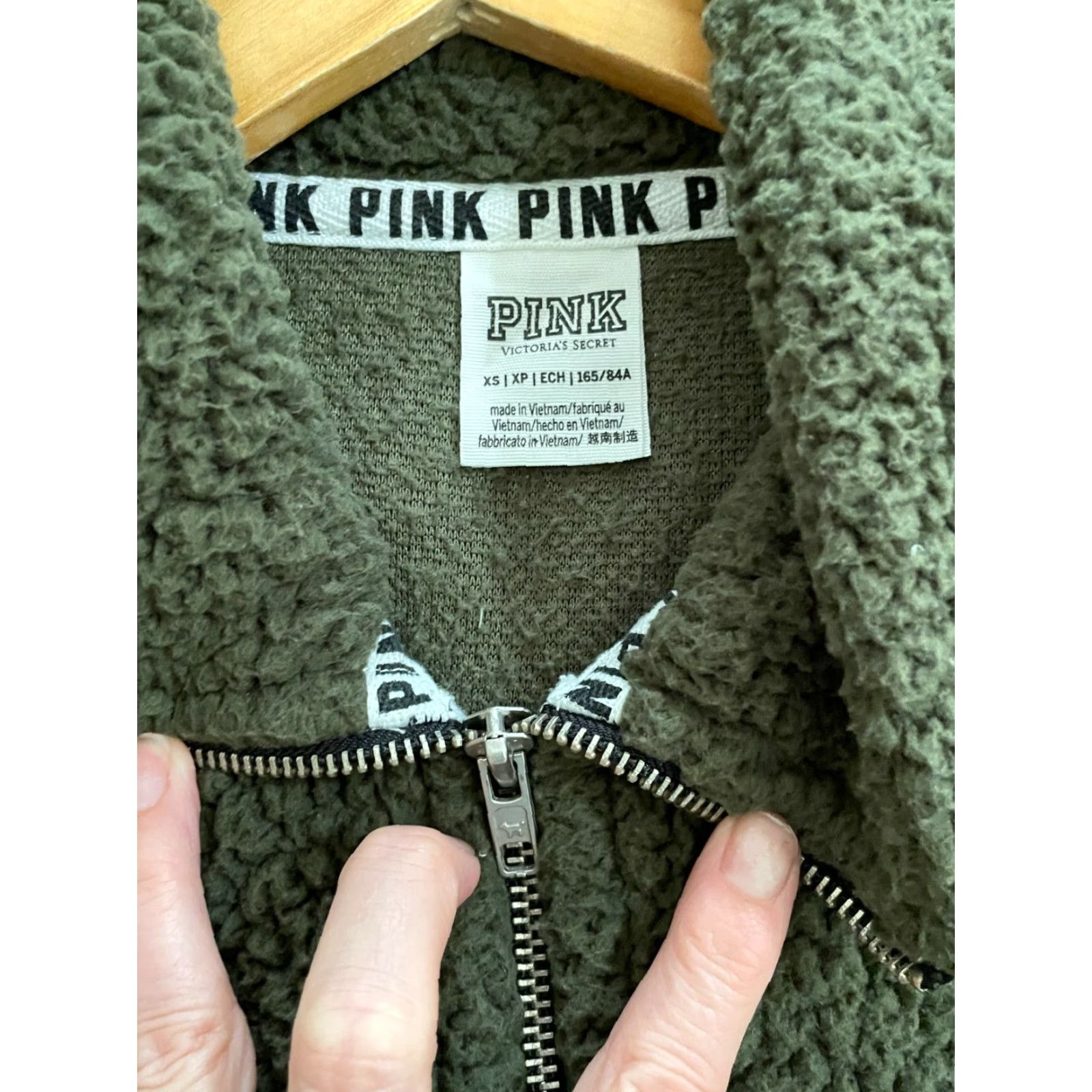 Vintage Victoria's Secret PINK Sherpa Fleece Pullover Green XS Size XS / US 0-2 / IT 36-38 - 3 Thumbnail