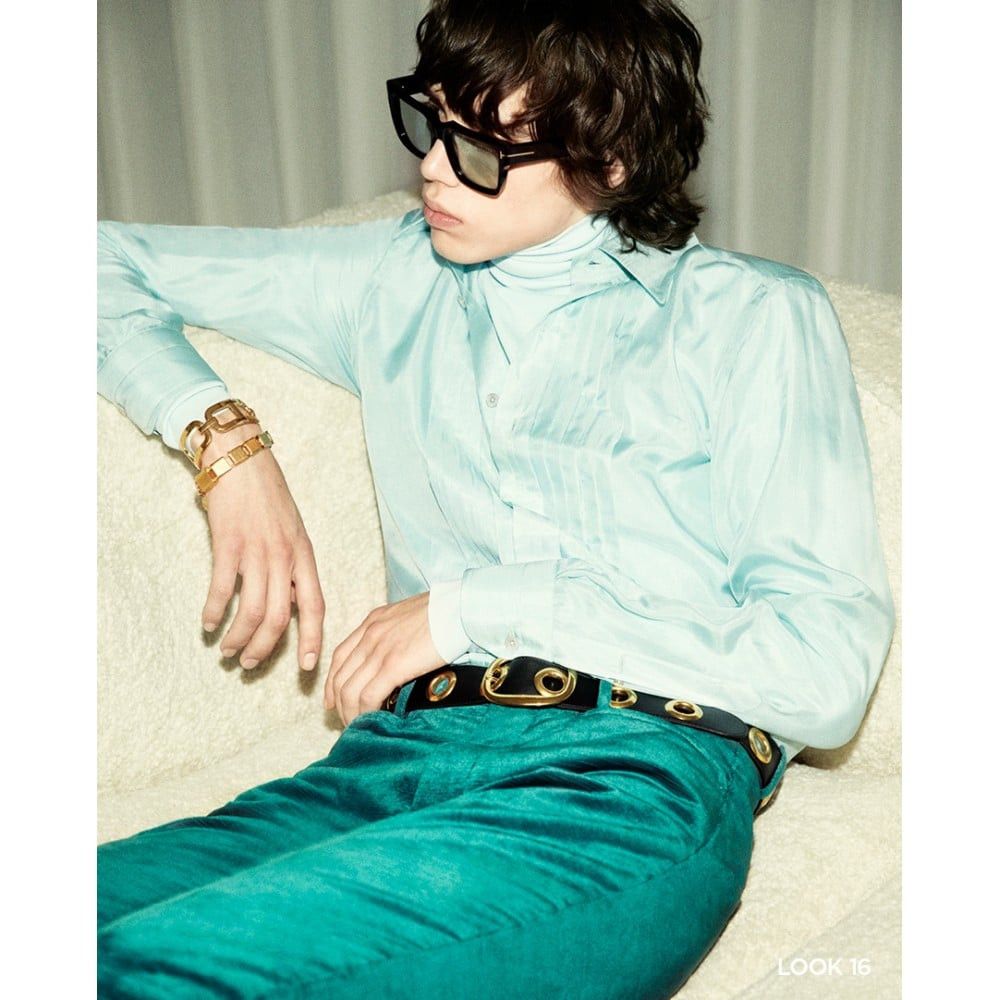 Tom Ford o1loc1c1025 HSA001 Pleated Silk Chiffon Shirt in Sky Blue Size US XL / EU 56 / 4 - 2 Thumbnail
