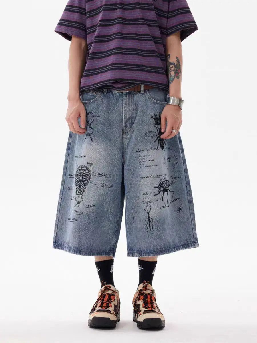 Japanese Brand × Jean Vintage Loose Fit Graffiti Denim Shorts Size US 32 / EU 48 - 3 Thumbnail