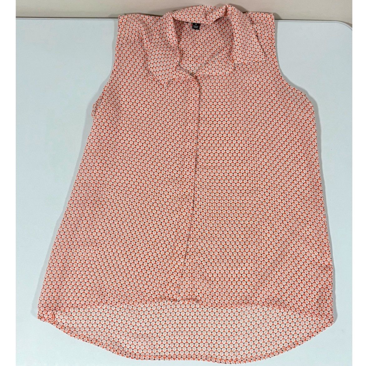 Vintage Orange Geometric Collared Button-Down Shirt Blouse Size S 🧡✨ Size S / US 4 / IT 40 - 2 Thumbnail