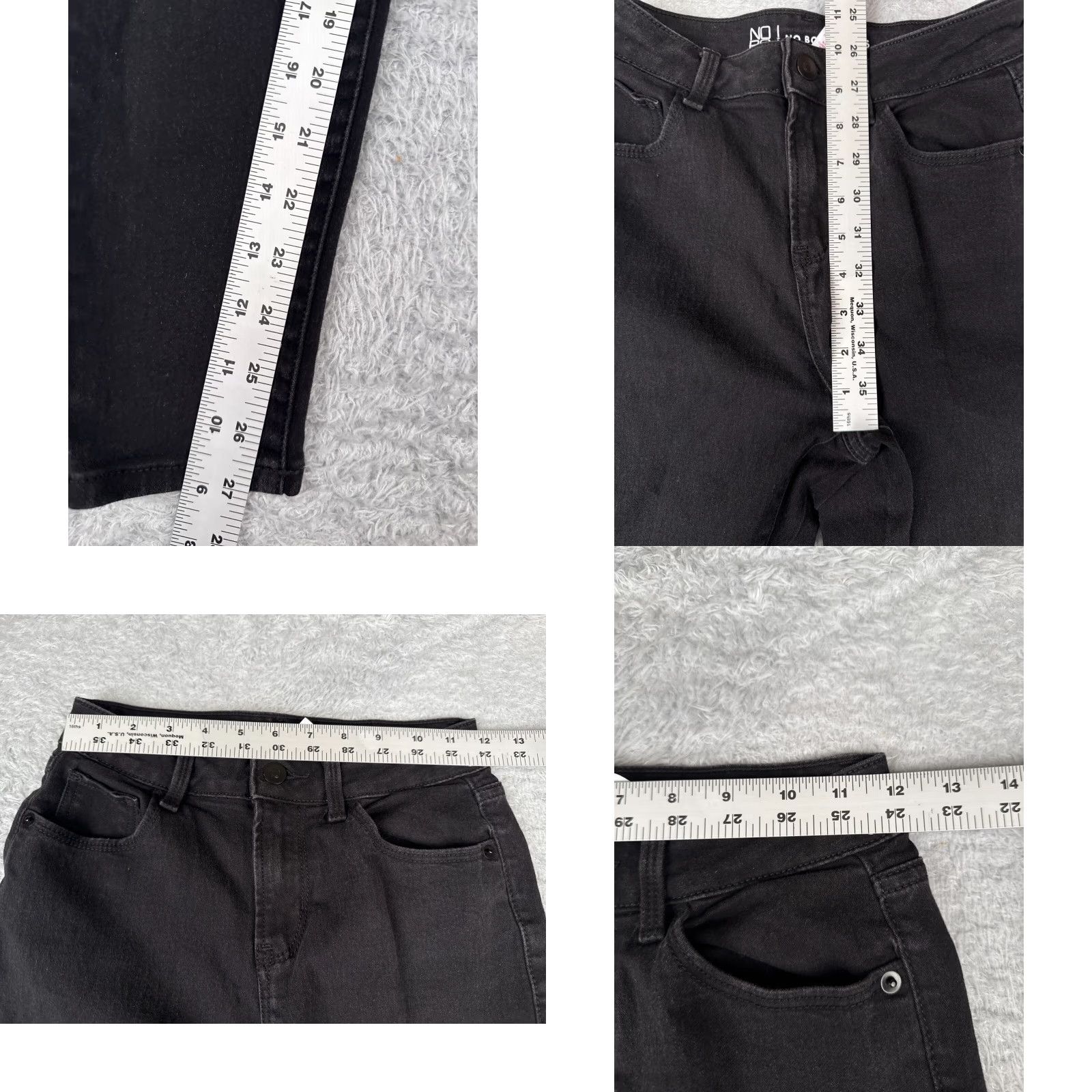 Vintage No Boundaries Jeans Juniors 3 Black Denim Skinny Mid Rise Cotton Blend 24x27 Size 26" / US 2 / IT 38 - 8 Thumbnail