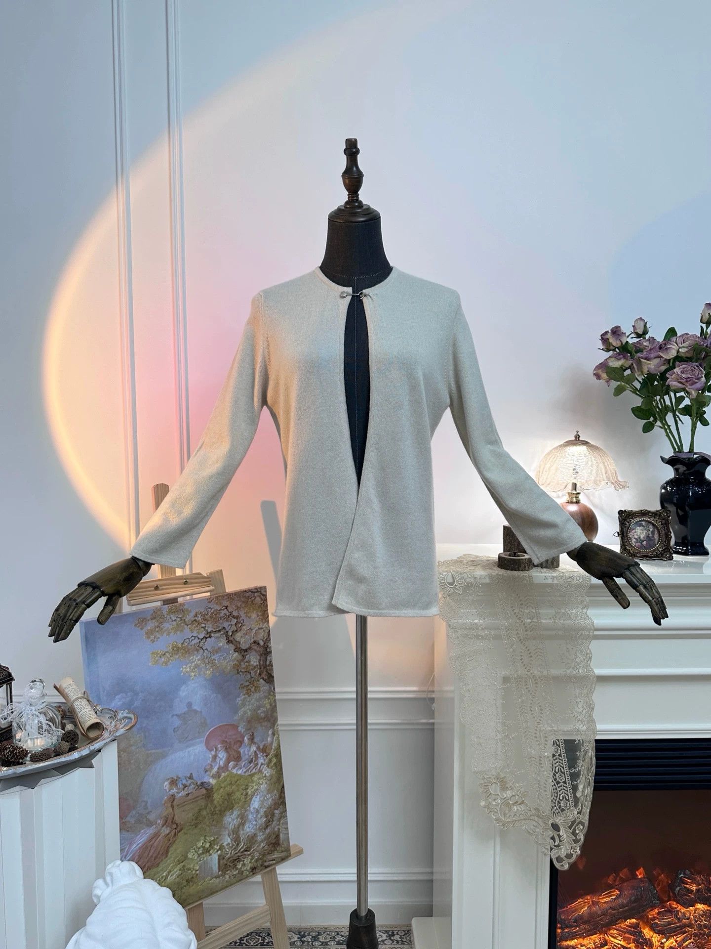 Hermes HERMES JPG cardigan crochet button women's beige Size M / US 6-8 / IT 42-44 - 2 Thumbnail