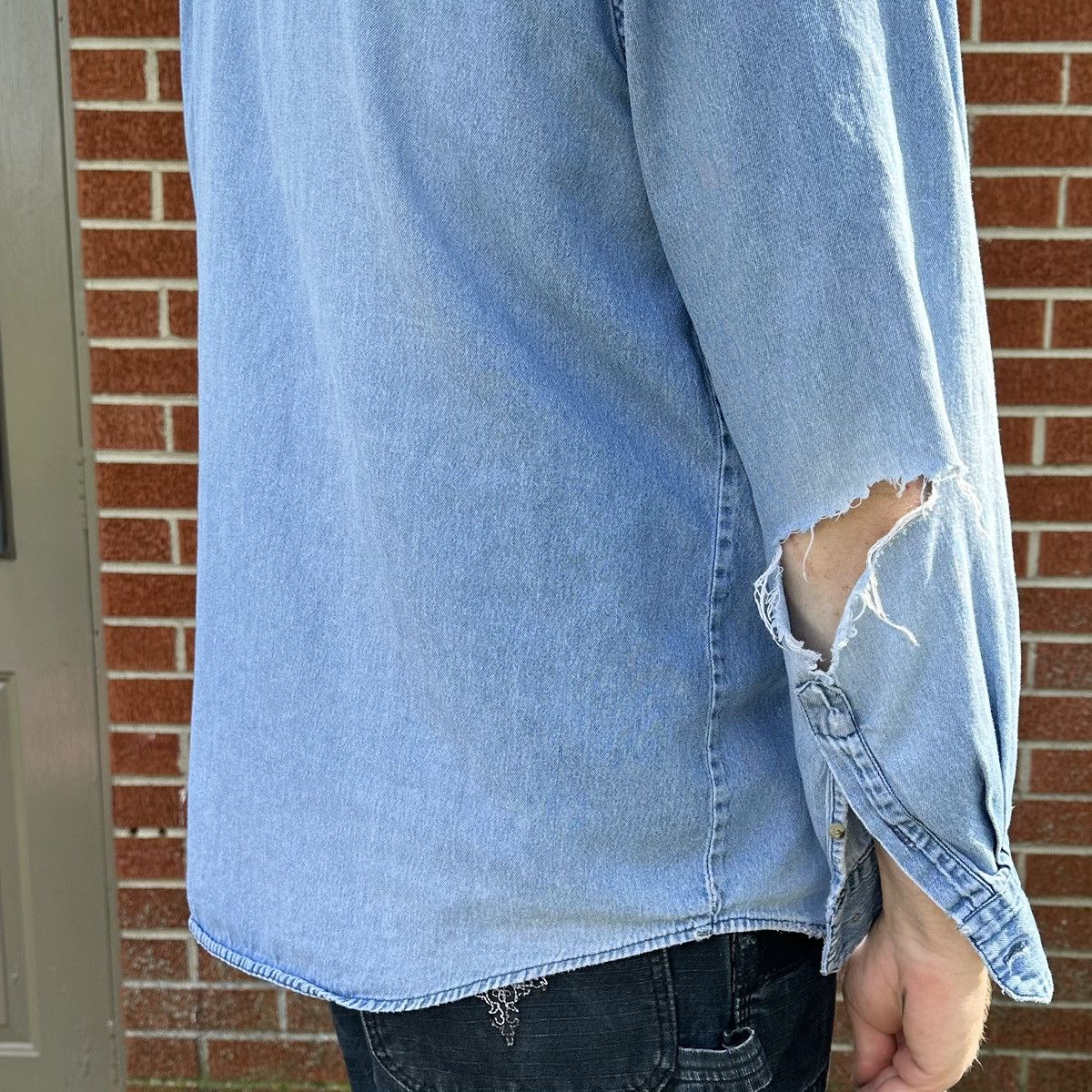 Puritan Vintage Puritan thrashed long sleeve denim button up shirt Size US L / EU 52-54 / 3 - 4 Thumbnail