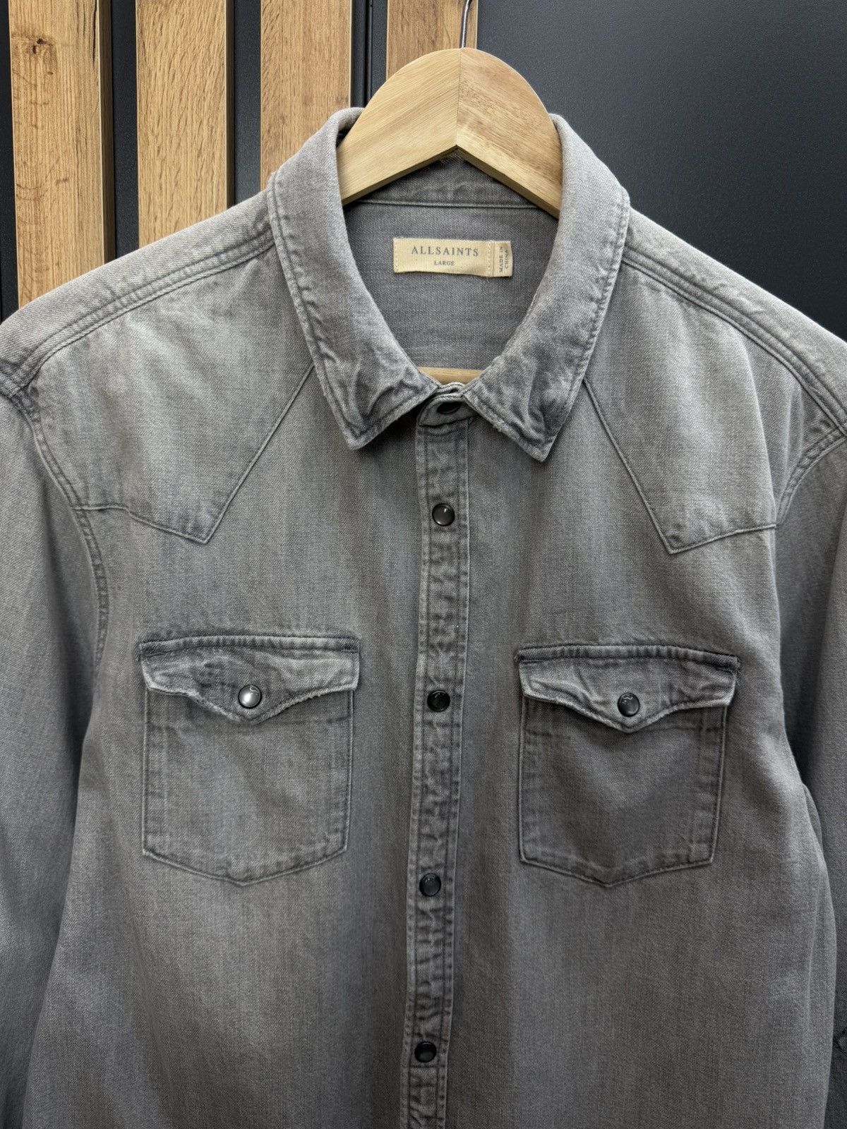 Allsaints AllSaints Drayson Shirt Grey Denim Distressed Size L Size US L / EU 52-54 / 3 - 2 Thumbnail