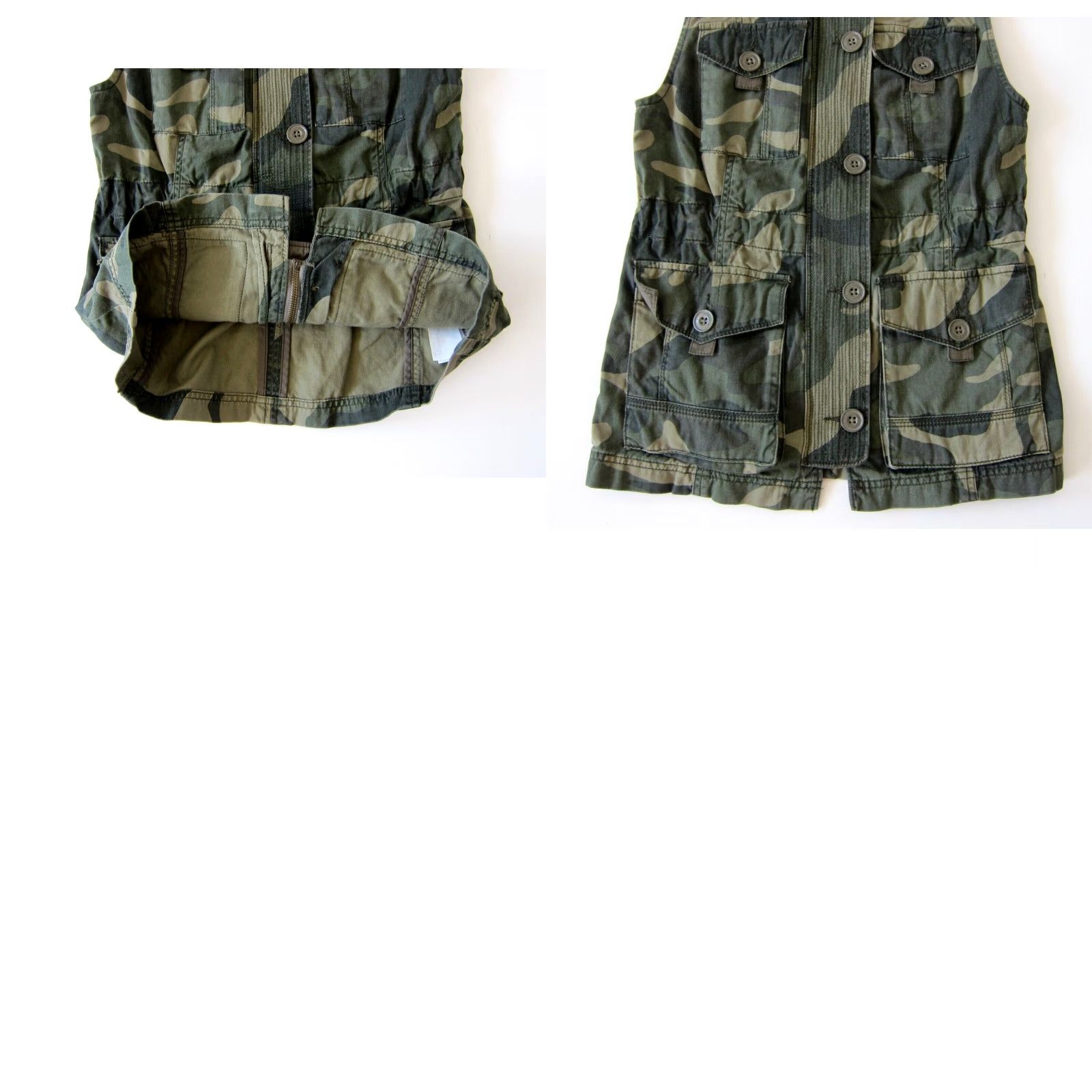 Abercrombie & Fitch Abercrombie & Fitch Vest Woman XS Army Green Camouflage 100% Cotton Cargo Pocket Vest Womens XS Size XS / US 0-2 / IT 36-38 - 8 Thumbnail