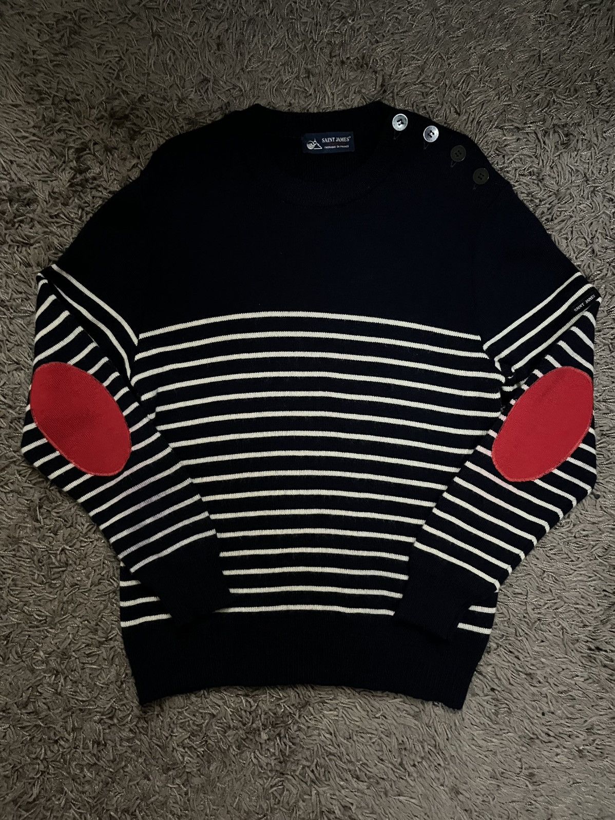 Saint James 2000s Breton sailors jumpers bicnic striped #D3 Size US S / EU 44-46 / 1 - 4 Thumbnail