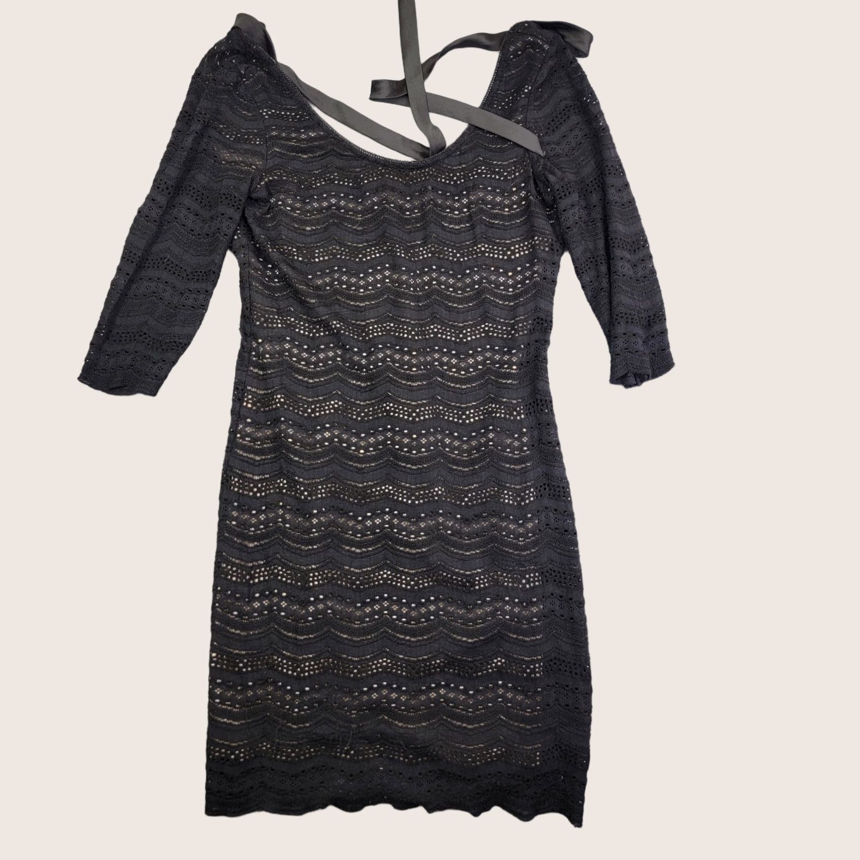 Vintage VINTAGE Denim & Supply Ralph Lauren Women’s Dress Black Lace Knit Scoop Back xs Dress Size M / US 6-8 / IT 42-44 - 1 Thumbnail