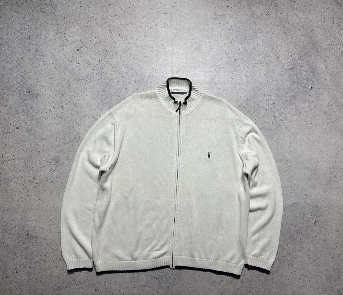 Yves Saint Laurent Yves Saint Laurent YSL Luxury Full Zip Sweater Vintage White Size US XXL / EU 58 / 5 - 1 Thumbnail