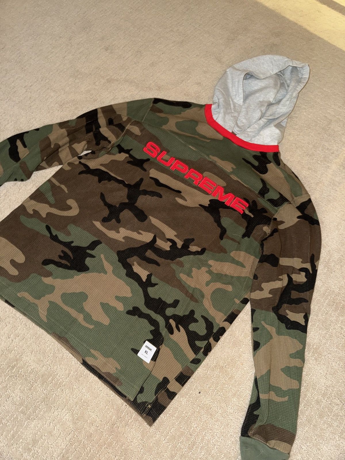 Supreme Supreme Hooded Waffle Ringer FW17 Woodland Camo XL Deadstock Size US XL / EU 56 / 4 - 1 Thumbnail
