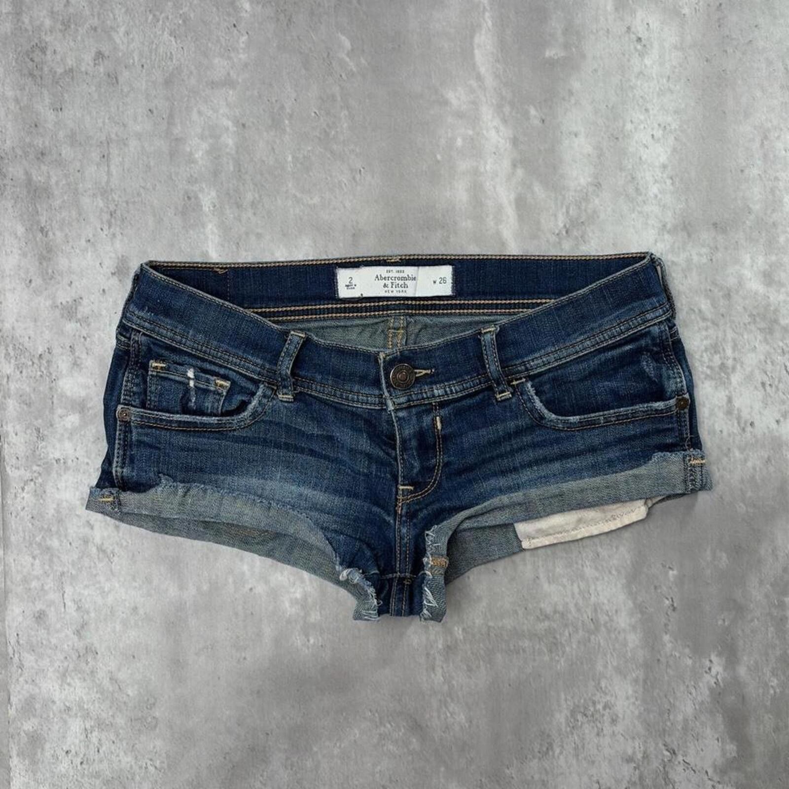 Abercrombie & Fitch Y2K Dark Wash Abercrombie & Fitch Grunge Mini Denim Shorts Size 26" / US 2 / IT 38 - 2 Thumbnail