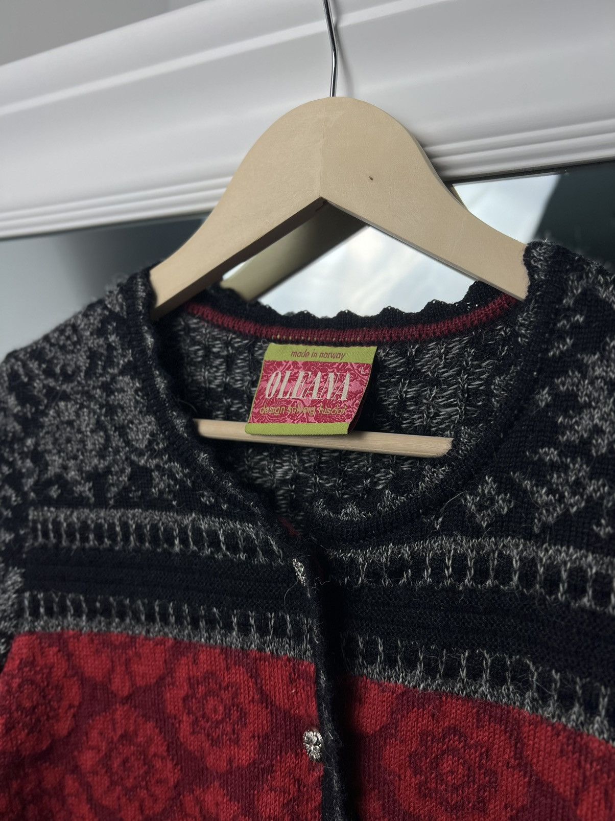 Designer Oleana Norway Alpaca Floral Cardigan Sweater Size M Size M / US 6-8 / IT 42-44 - 8 Thumbnail