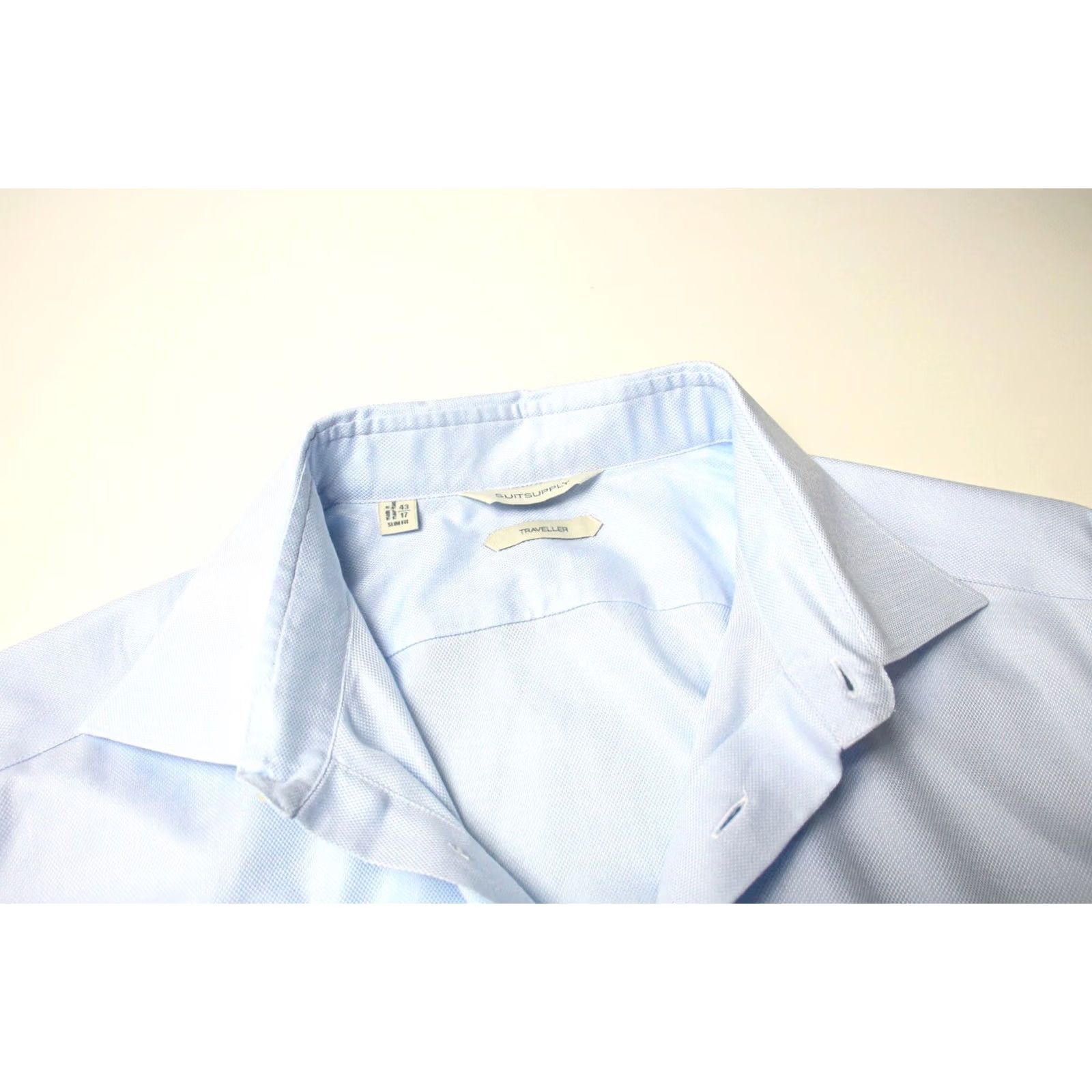 Suitsupply Suitsupply Traveller Slim Fit Formal Shirt Men's Blue Spread Collar 43 / 17 100% Cotton Slim Dress Shirt Size 46R - 4 Thumbnail