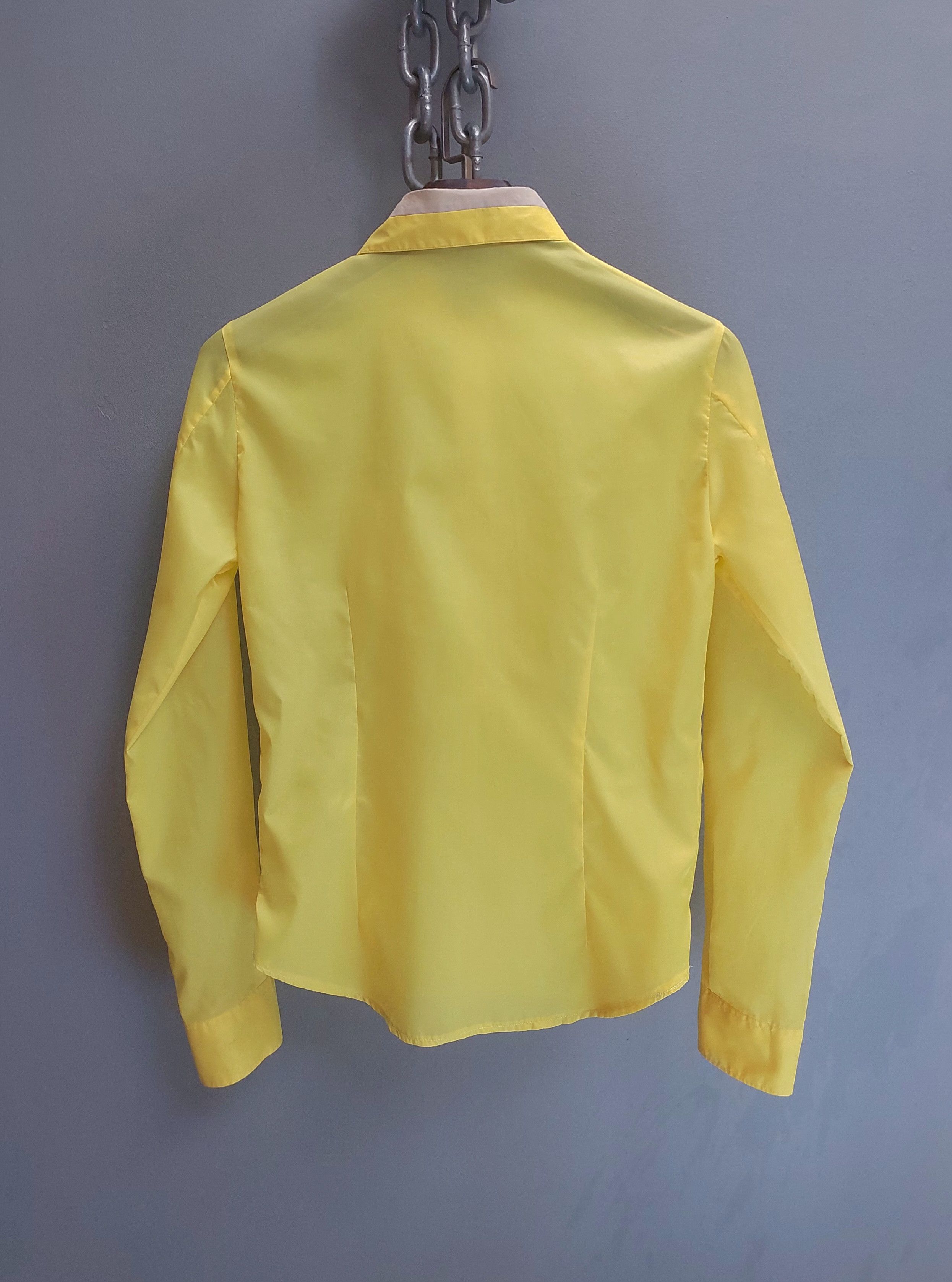 Helmut Lang Vintage Bright Yellow Sheer Shirt with Contrast Collar Size XS / US 0-2 / IT 36-38 - 6 Thumbnail