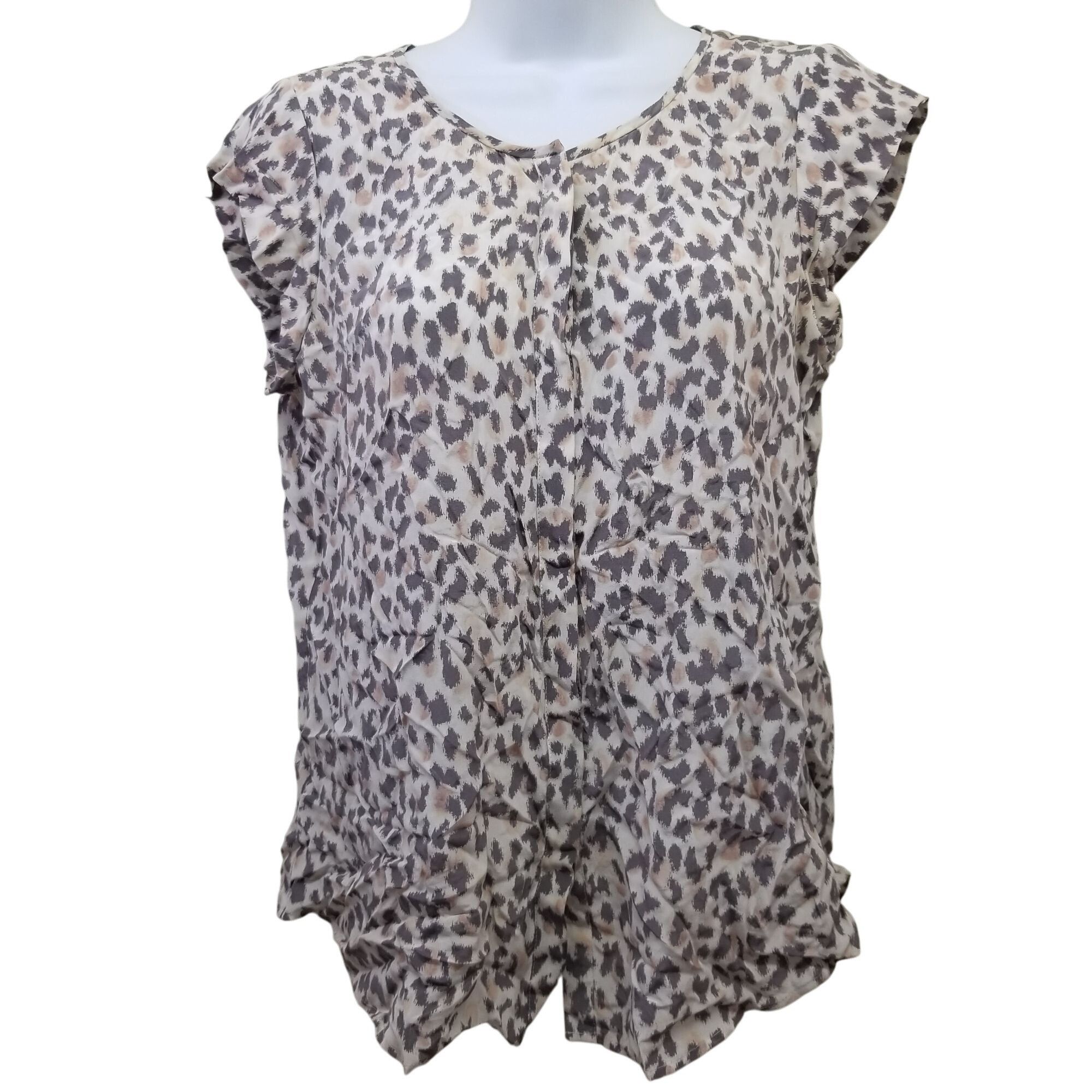 Joie Joie XS IVA Top Animal Print Silk Blouse Button Down Cap Sle Size XS / US 0-2 / IT 36-38 - 3 Thumbnail