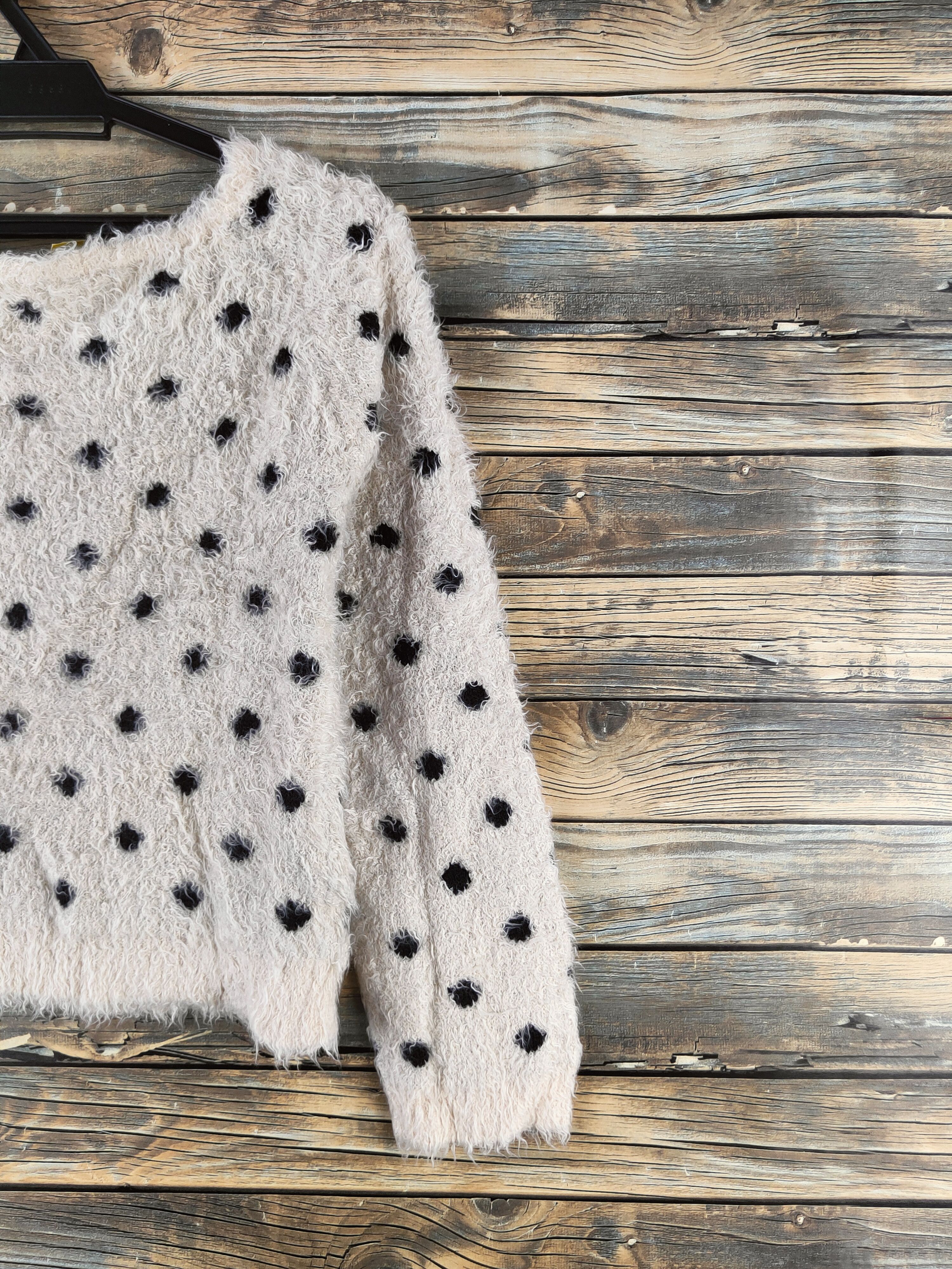Japanese Brand DL Rose Bud Beige Polkadot Fur Mohair Knitwear #46-1001 Size S / US 4 / IT 40 - 9 Thumbnail