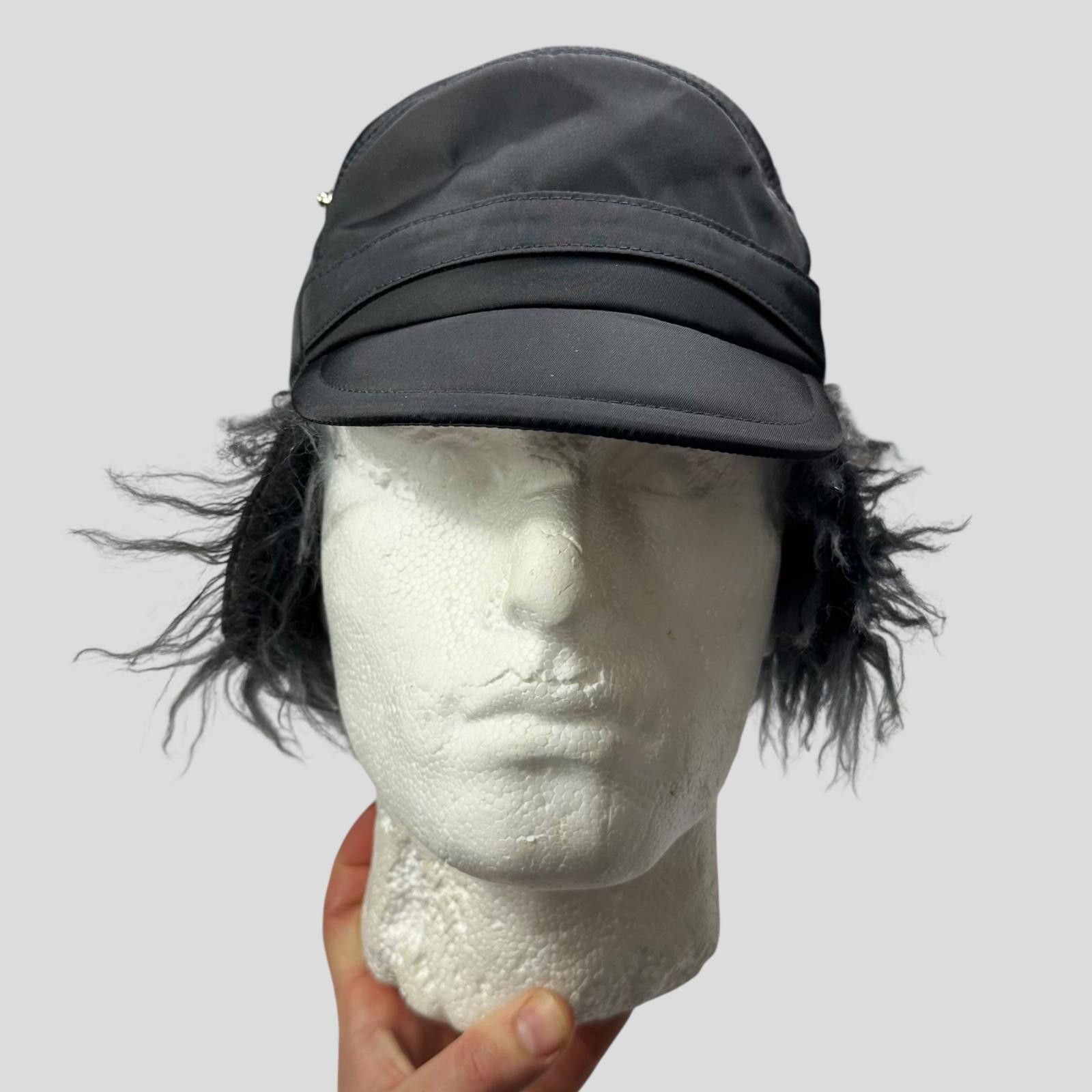 Prada Prada Milano FW19 Mohair Triangle Logo Nylon Trapper Hat S/M Size ONE SIZE - 9 Thumbnail